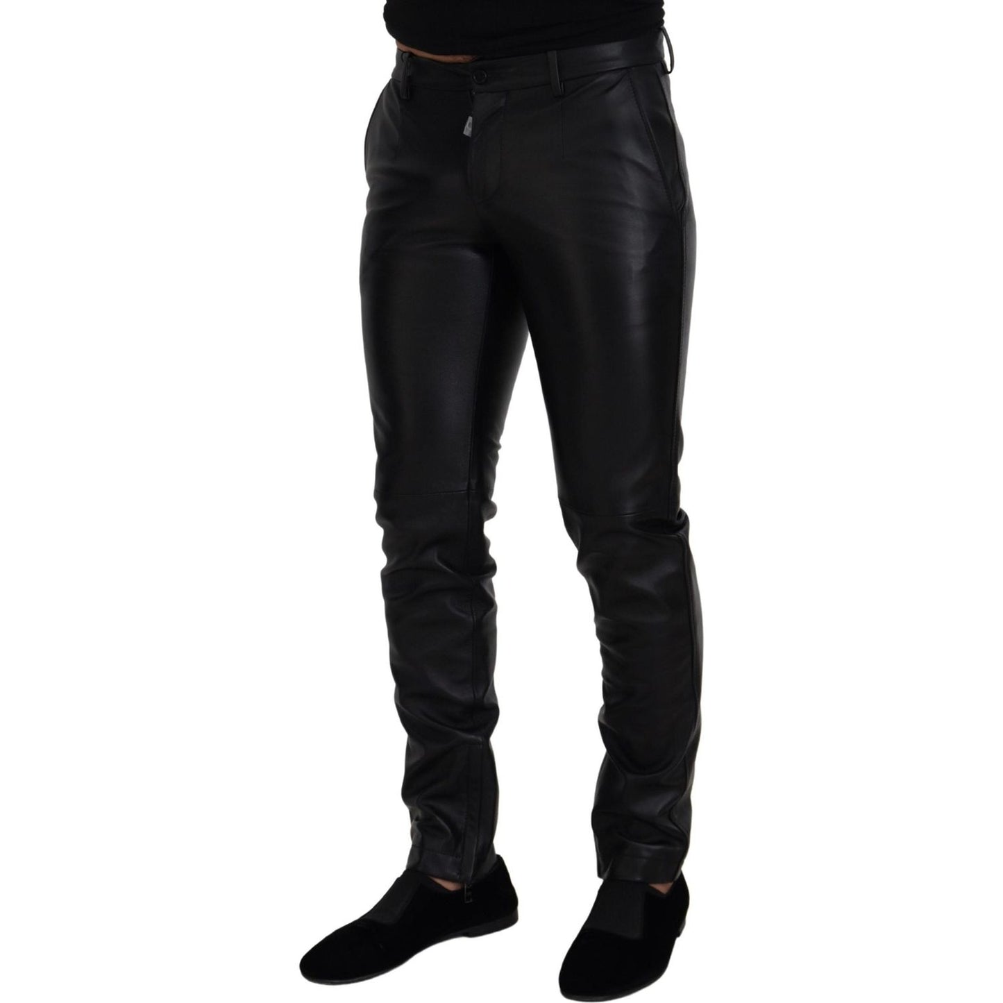Dolce & Gabbana Elegant Black Agnello Trousers for Men Dolce & Gabbana Black