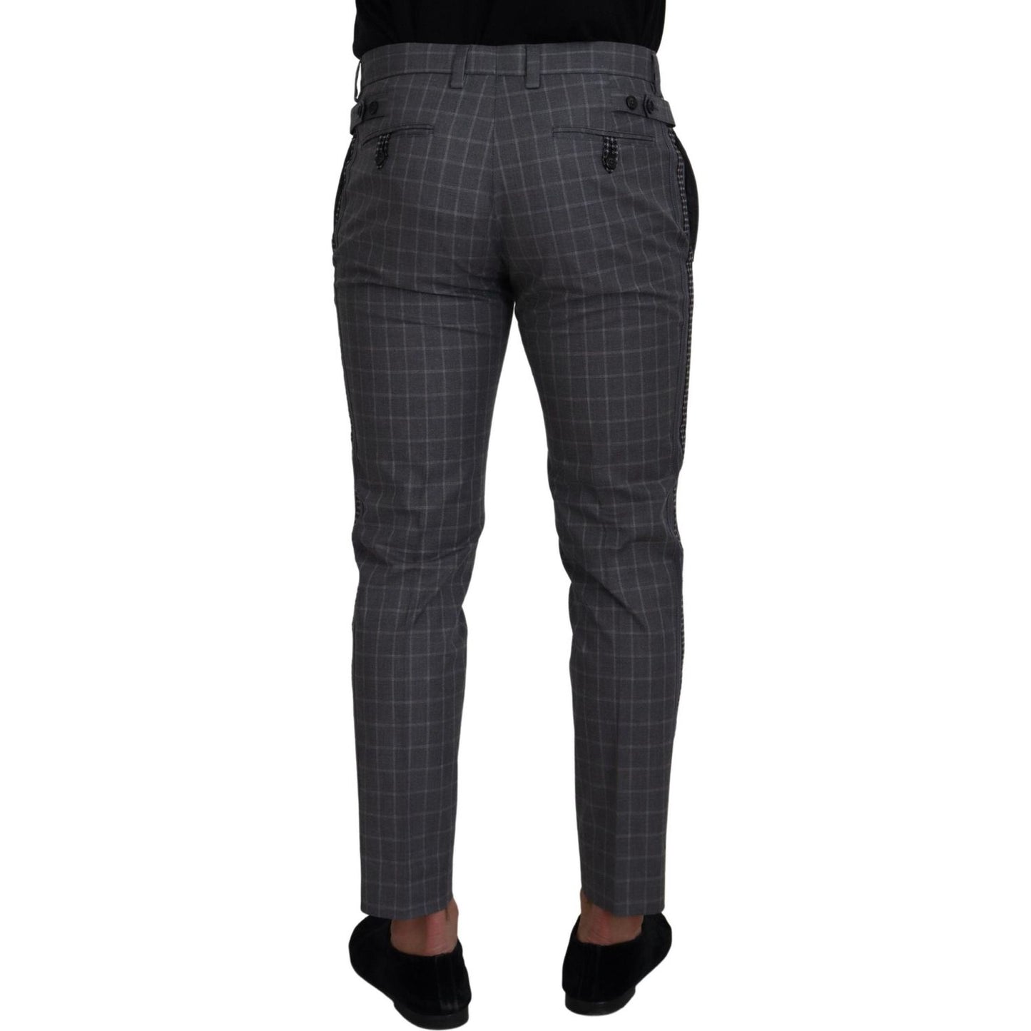 Dolce & Gabbana Elegant Checkered Cotton Pants for Men Dolce & Gabbana Dark Slate Gray