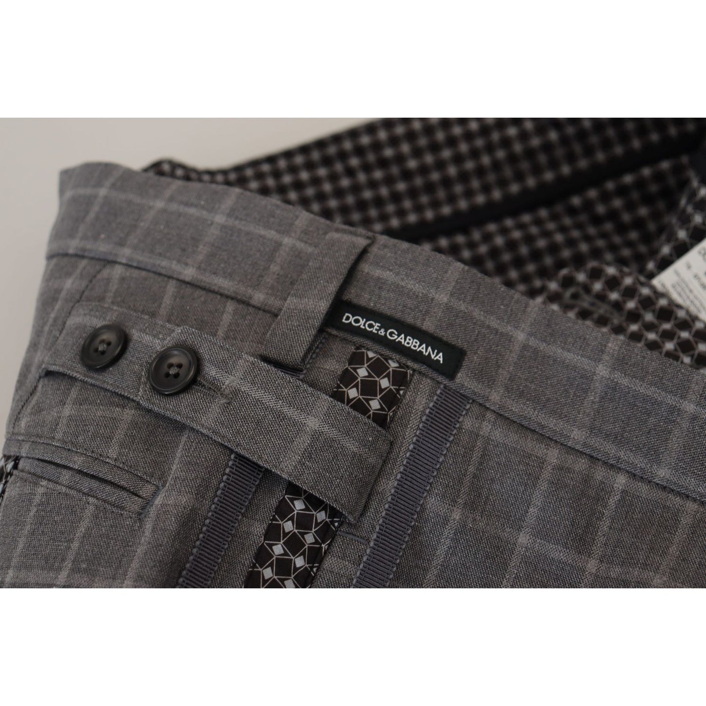 Dolce & Gabbana Elegant Checkered Cotton Pants for Men Dolce & Gabbana Dark Slate Gray