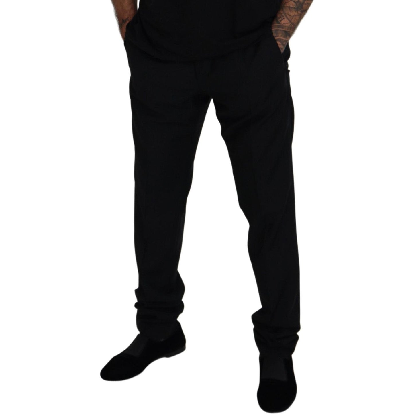 Dolce & Gabbana Elegant Black Virgin Wool Blend Trousers Dolce & Gabbana Black