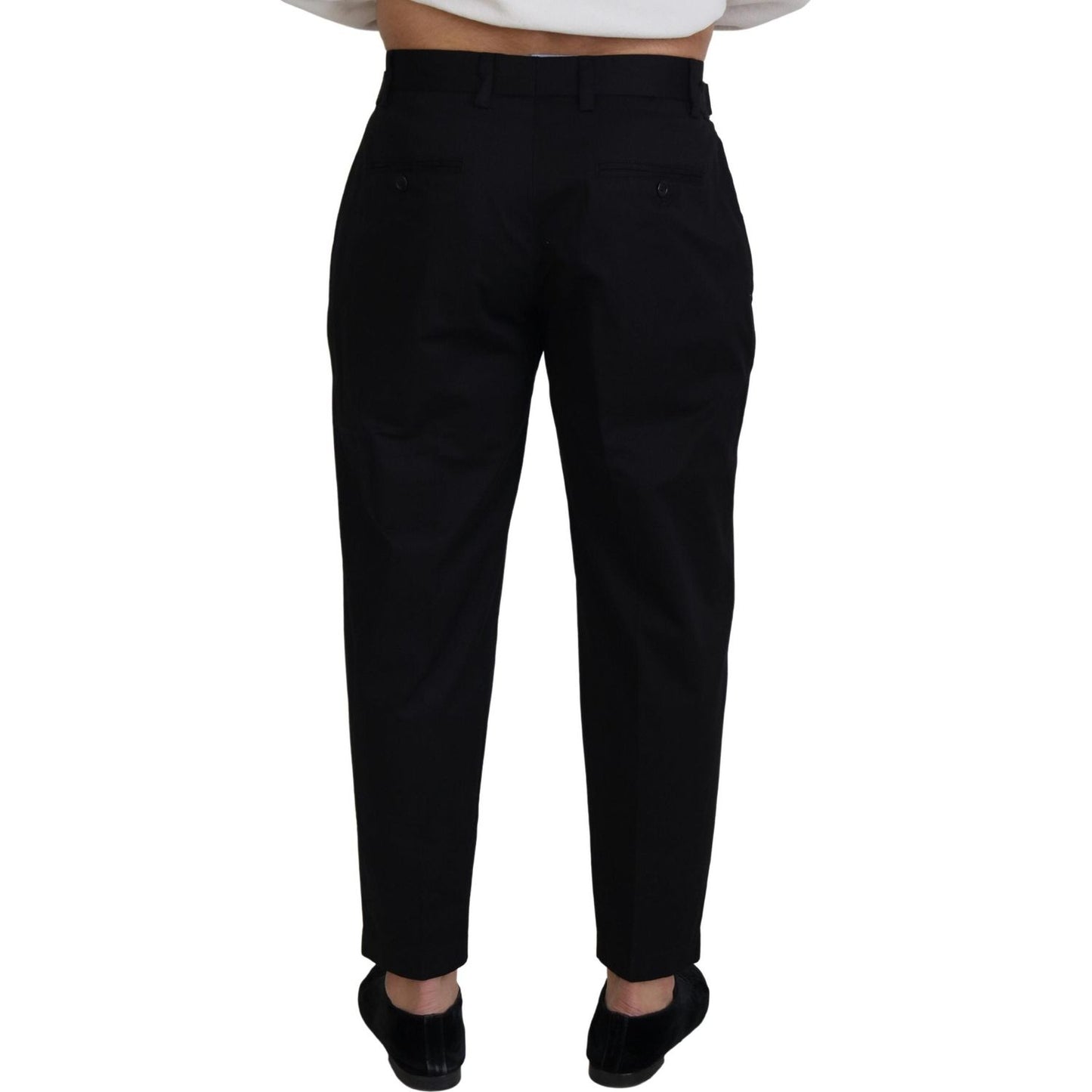 Dolce & Gabbana Sleek Black Italian Designer Pants with Side Buckle Dolce & Gabbana Black