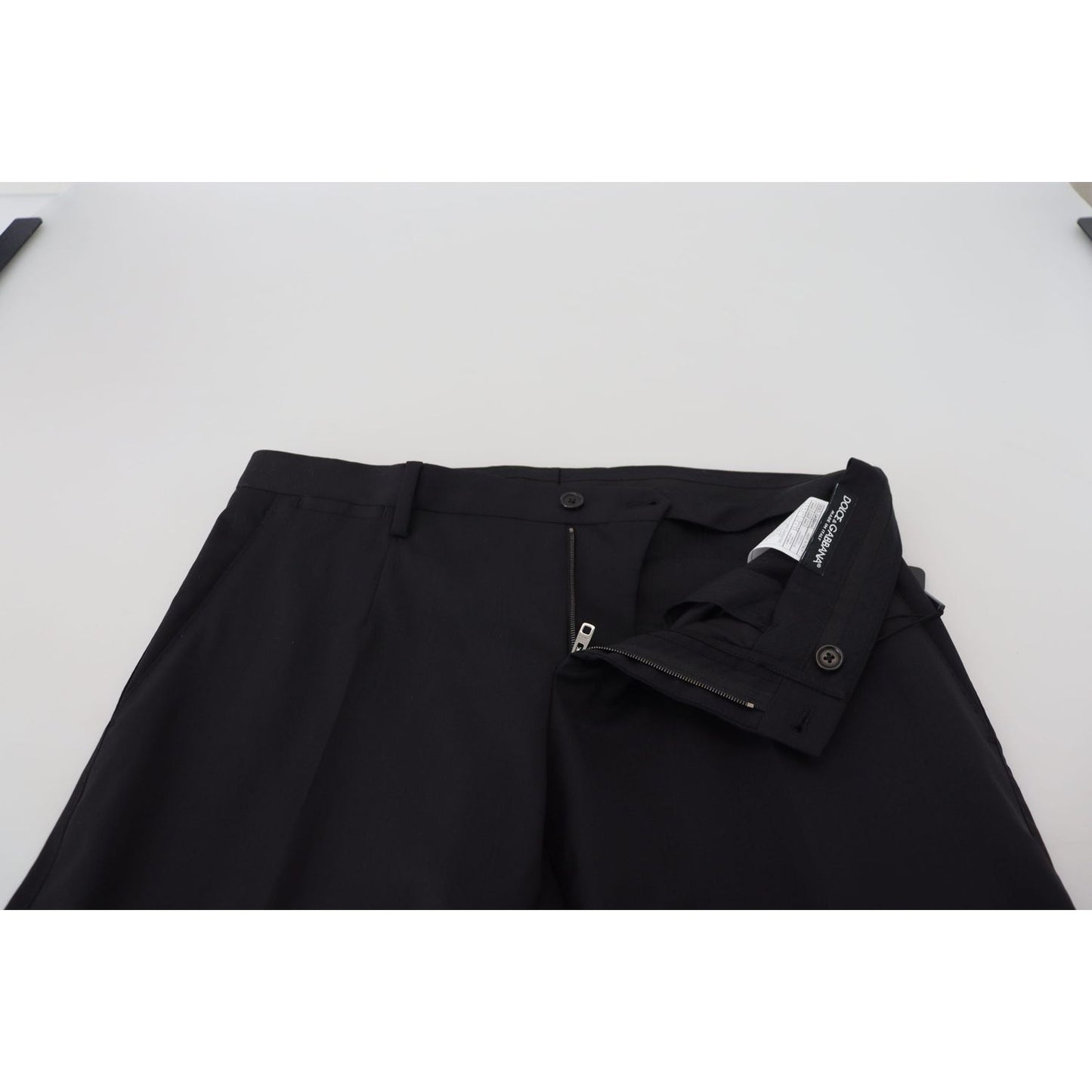 Dolce & Gabbana Elegant Black Wool Blend Trousers Dolce & Gabbana Light Gray