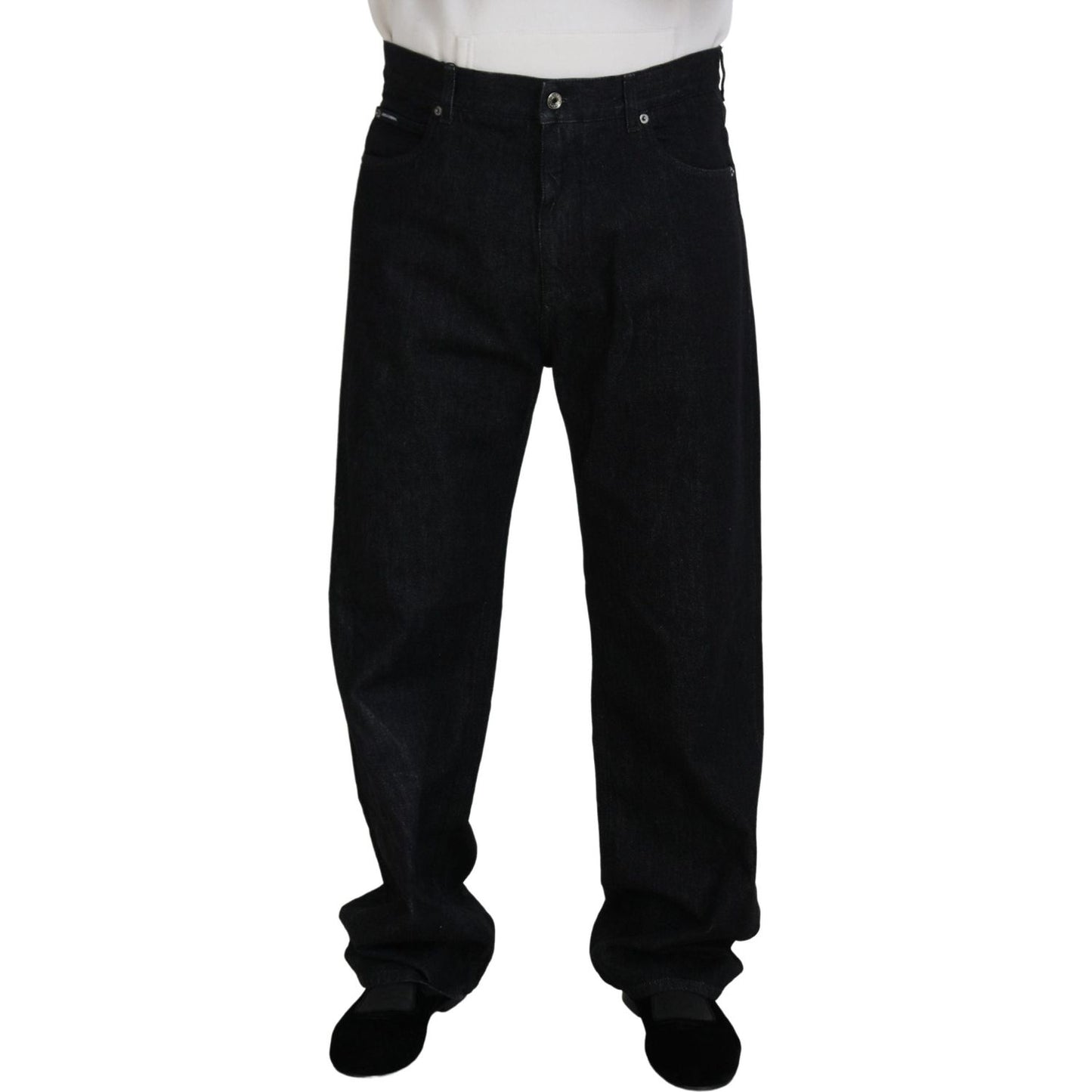 Dolce & Gabbana Elegant Black Washed Denim Pants Luxe Cotton Dolce & Gabbana Black