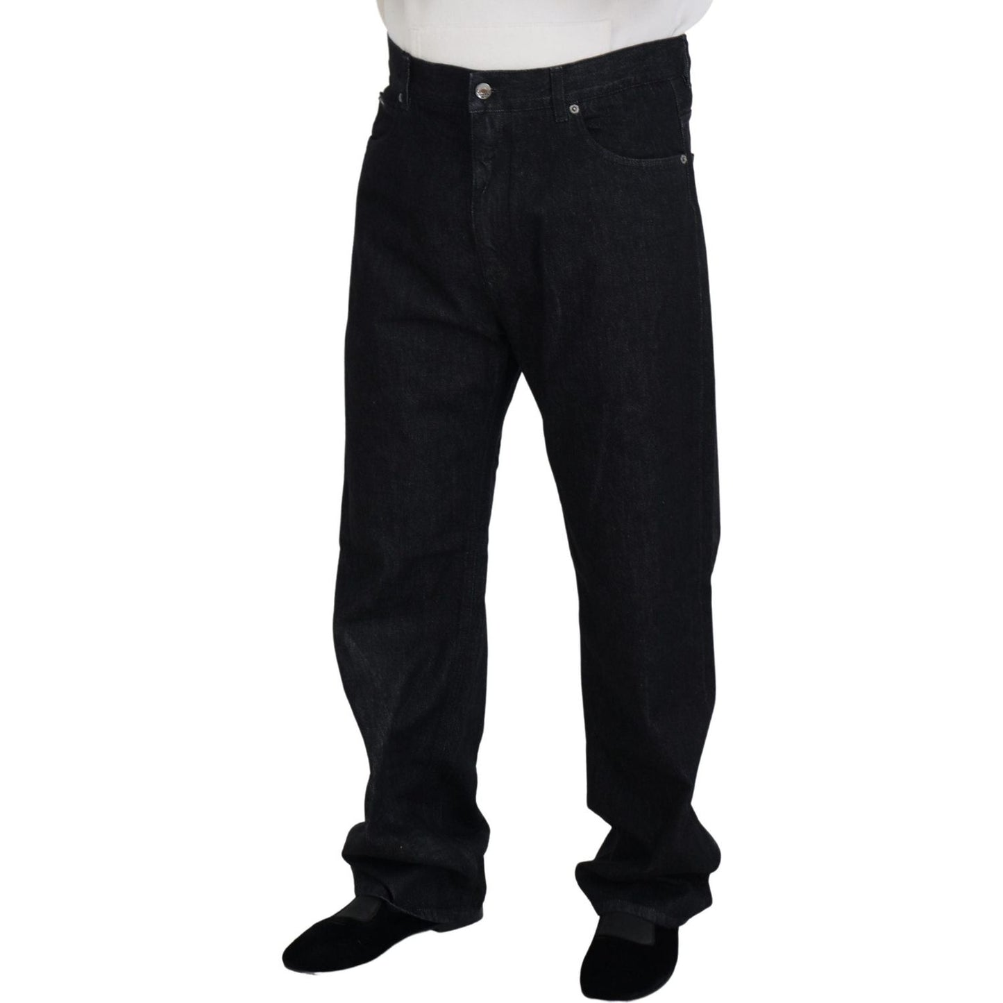 Dolce & Gabbana Elegant Black Washed Denim Pants Luxe Cotton Dolce & Gabbana Black