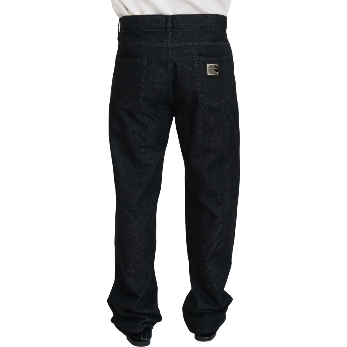 Dolce & Gabbana Elegant Black Washed Denim Pants Luxe Cotton Dolce & Gabbana Black