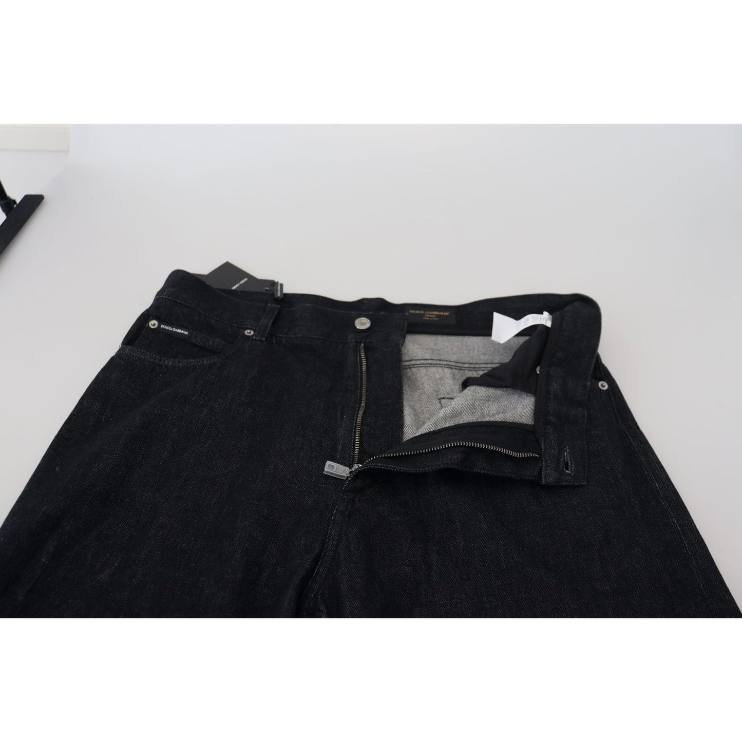 Dolce & Gabbana Elegant Black Washed Denim Pants Luxe Cotton Dolce & Gabbana Black