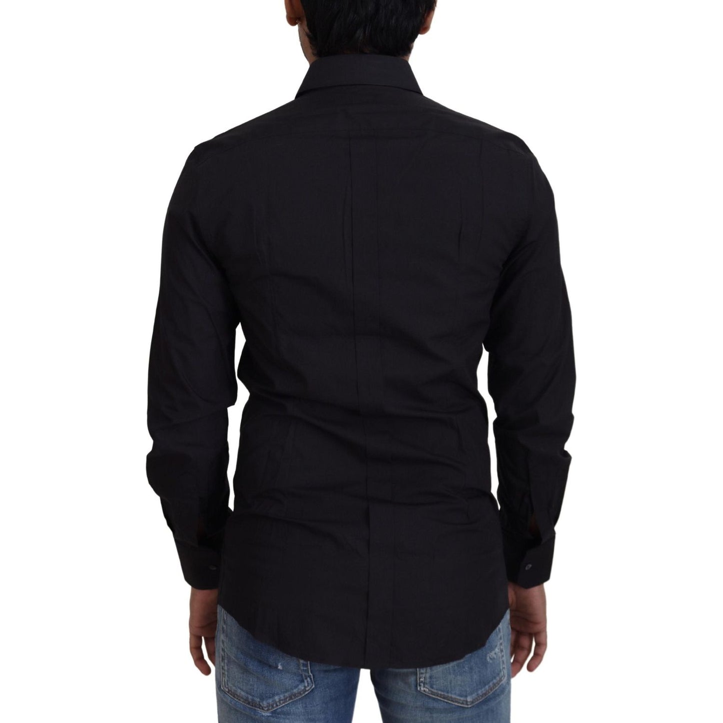 Dolce & Gabbana Elegant Slim Fit Black Cotton Dress Shirt Dolce & Gabbana Black