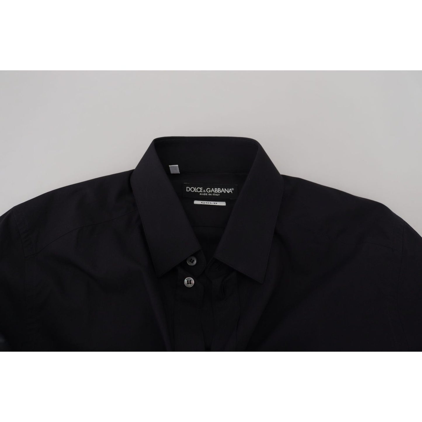 Dolce & Gabbana Elegant Slim Fit Black Cotton Dress Shirt Dolce & Gabbana Black