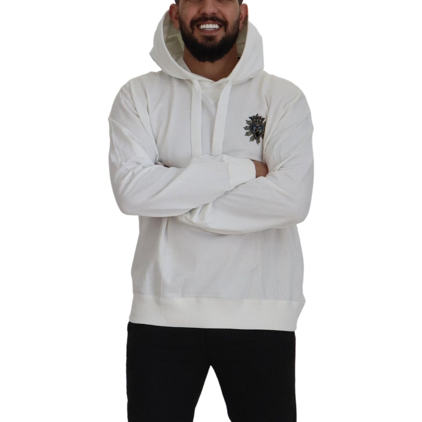Dolce & Gabbana Stunning White Hooded Sweater Dolce & Gabbana Gray