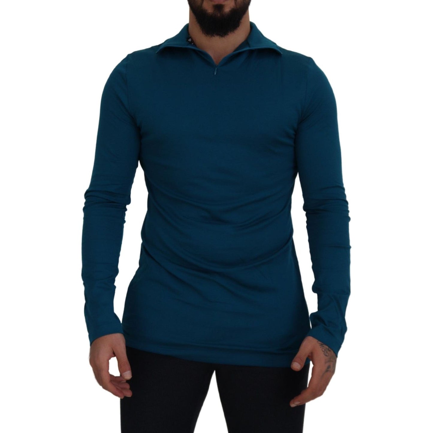 Dolce & Gabbana Elegant Blue Cotton Pullover Sweater Dolce & Gabbana Dark Slate Gray