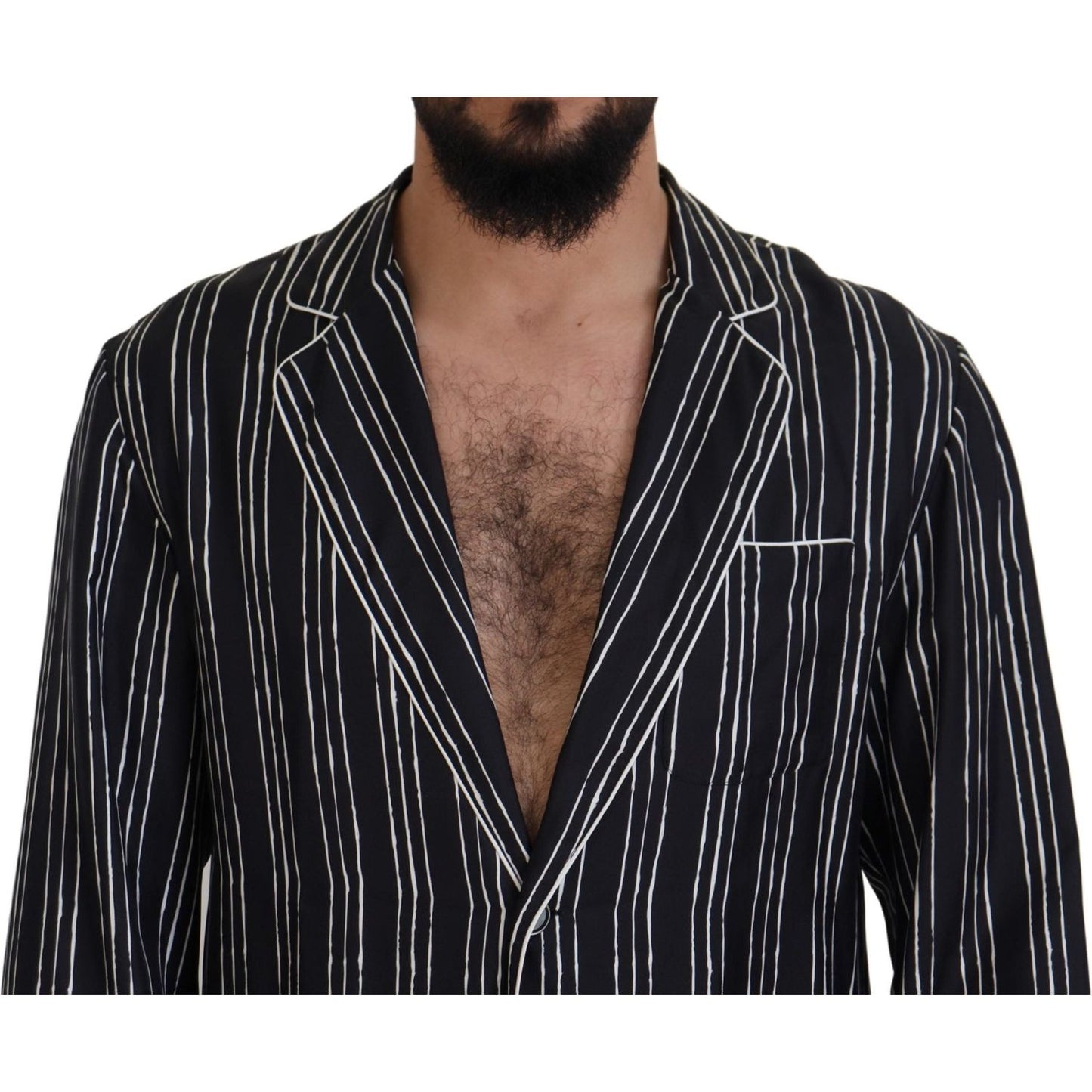 Dolce & Gabbana Elegant Silk Pajama Top Lounge Jacket Dolce & Gabbana Black