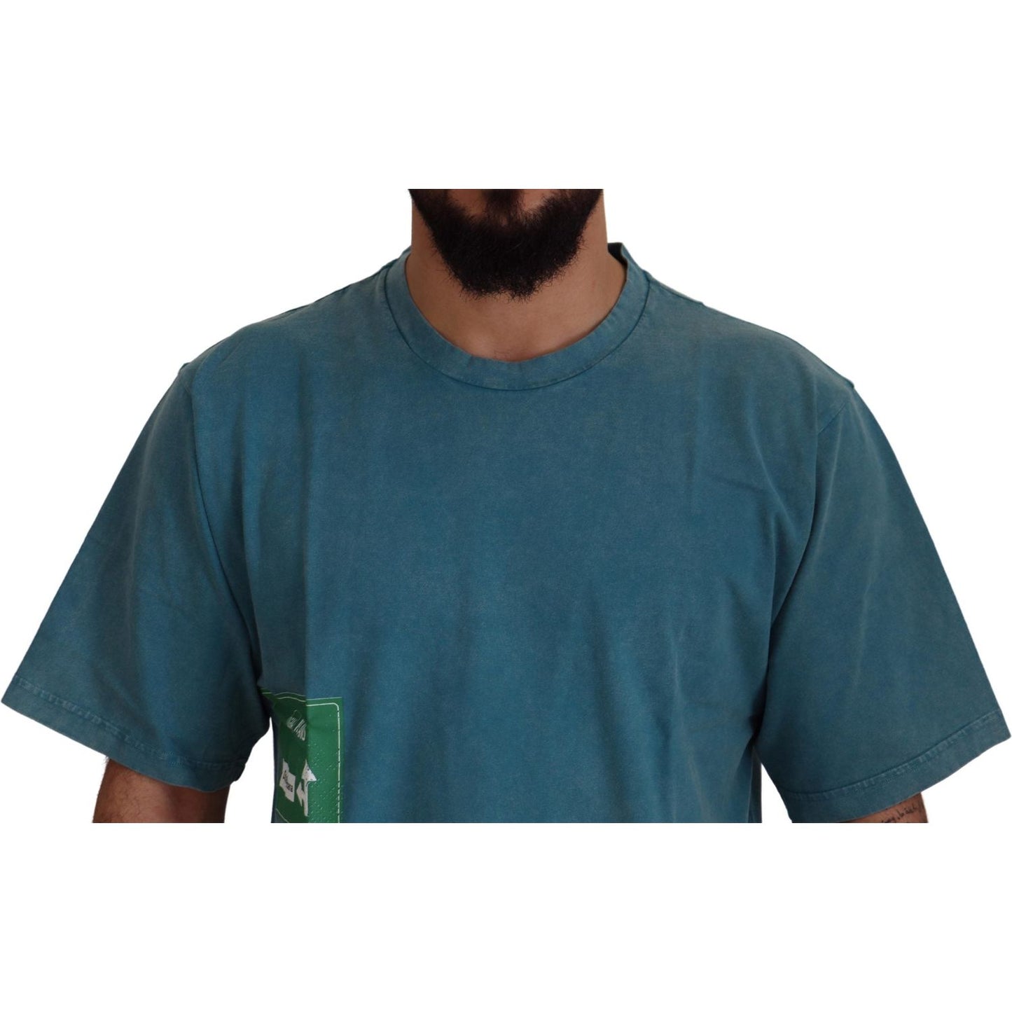 Dolce & Gabbana Elegant Crew Neck Cotton Tee in Blue Dolce & Gabbana Dark Slate Gray
