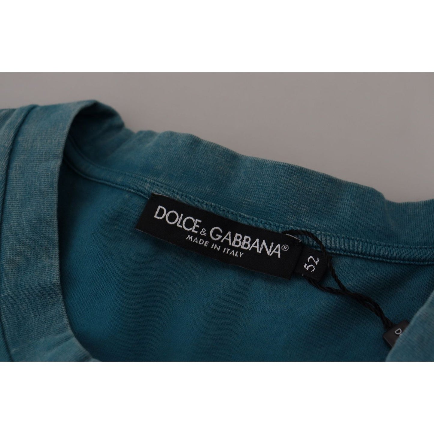 Dolce & Gabbana Elegant Crew Neck Cotton Tee in Blue Dolce & Gabbana Dark Slate Gray