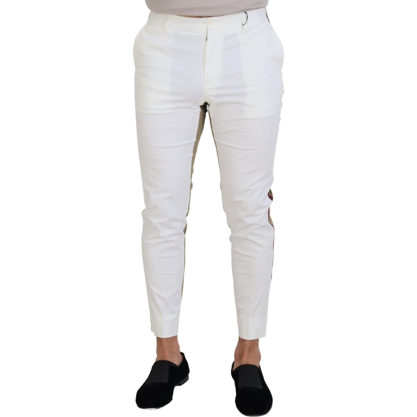 Dolce & Gabbana Two-Tone White & Brown Chic Cotton Pants Dolce & Gabbana Light Gray