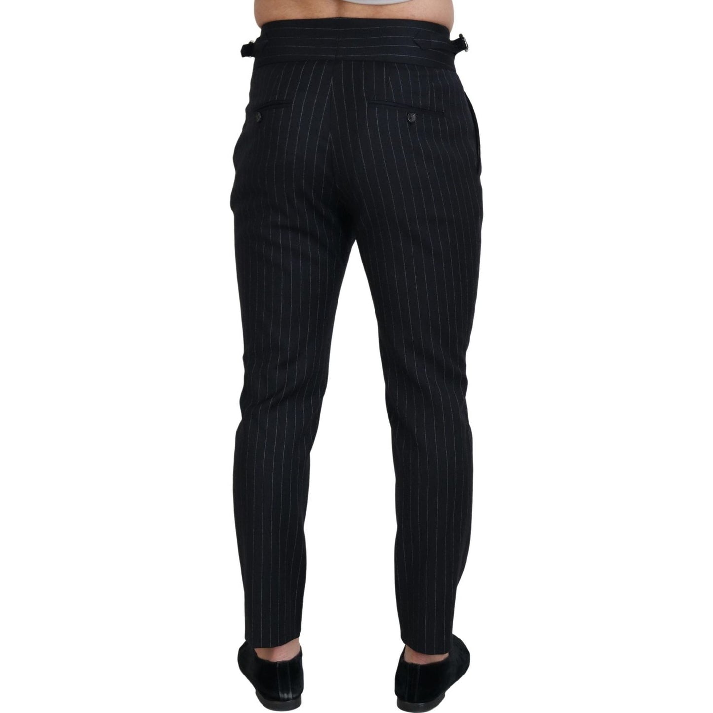 Dolce & Gabbana Elegant Black Striped Wool Blend Trousers Dolce & Gabbana Black