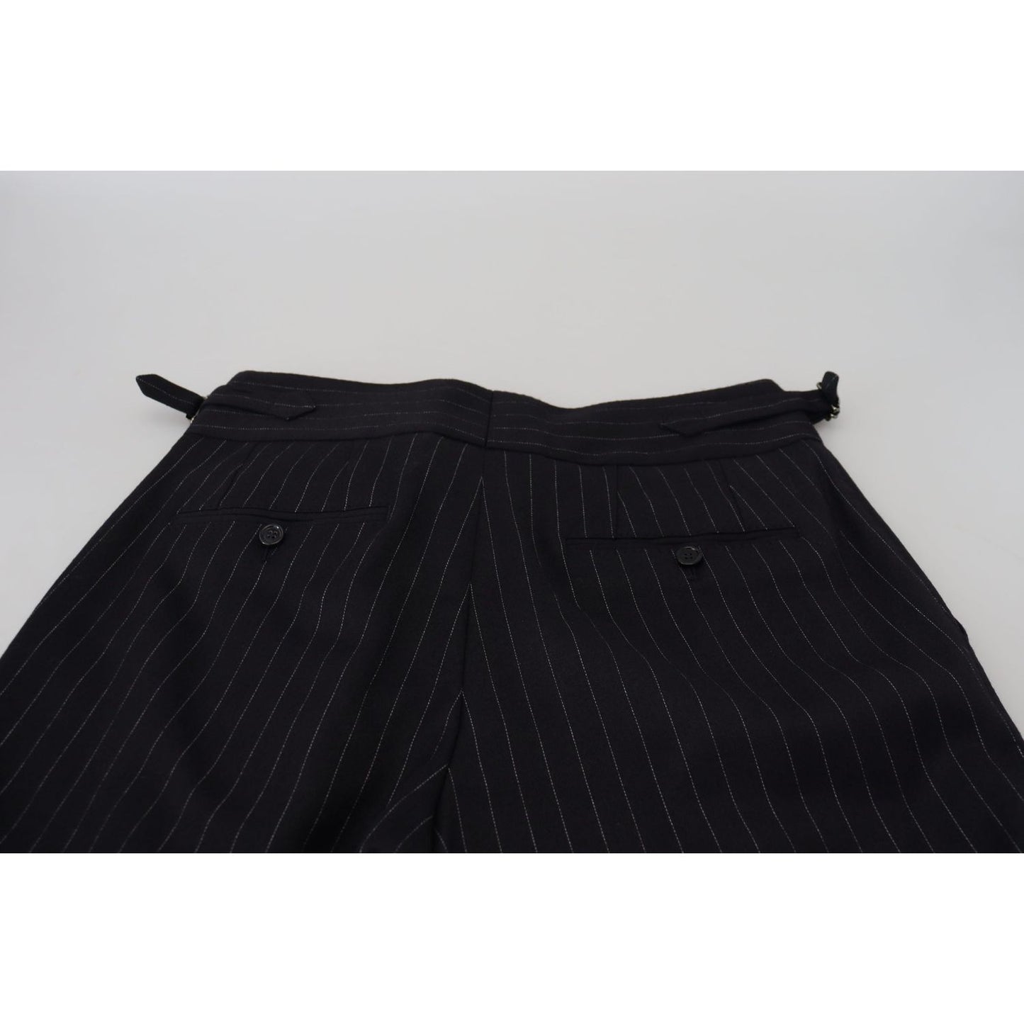 Dolce & Gabbana Elegant Black Striped Wool Blend Trousers Dolce & Gabbana Black