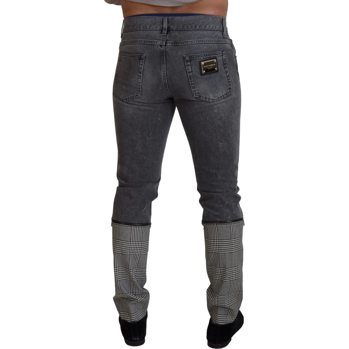 Dolce & Gabbana Elegant Grey Checkered Denim Treasure Dolce & Gabbana Dark Slate Gray