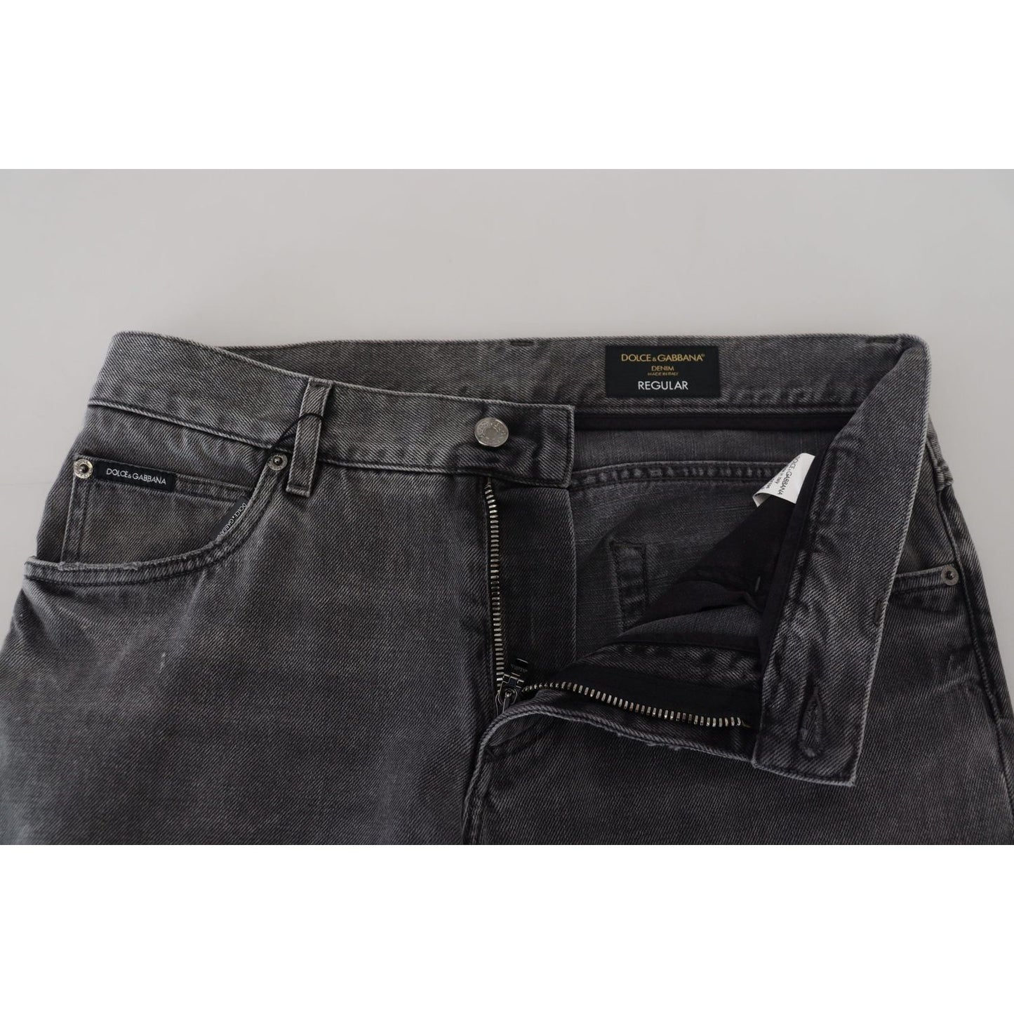 Dolce & Gabbana Elegant Grey Checkered Denim Treasure Dolce & Gabbana Gray