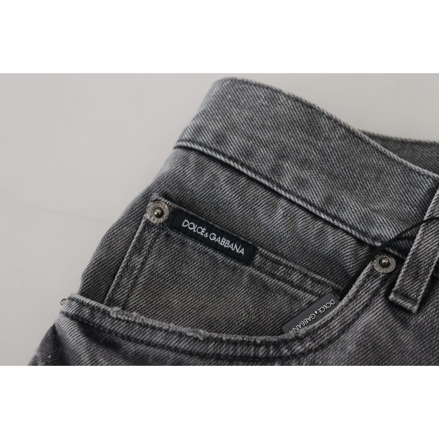 Dolce & Gabbana Elegant Grey Checkered Denim Treasure Dolce & Gabbana Gray