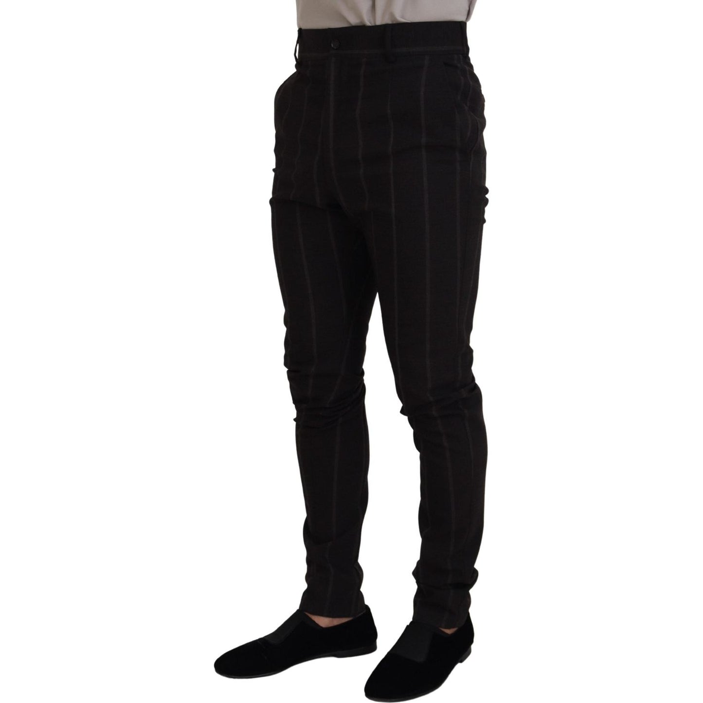 Dolce & Gabbana Elegant Black Striped Chino Pants Dolce & Gabbana Black