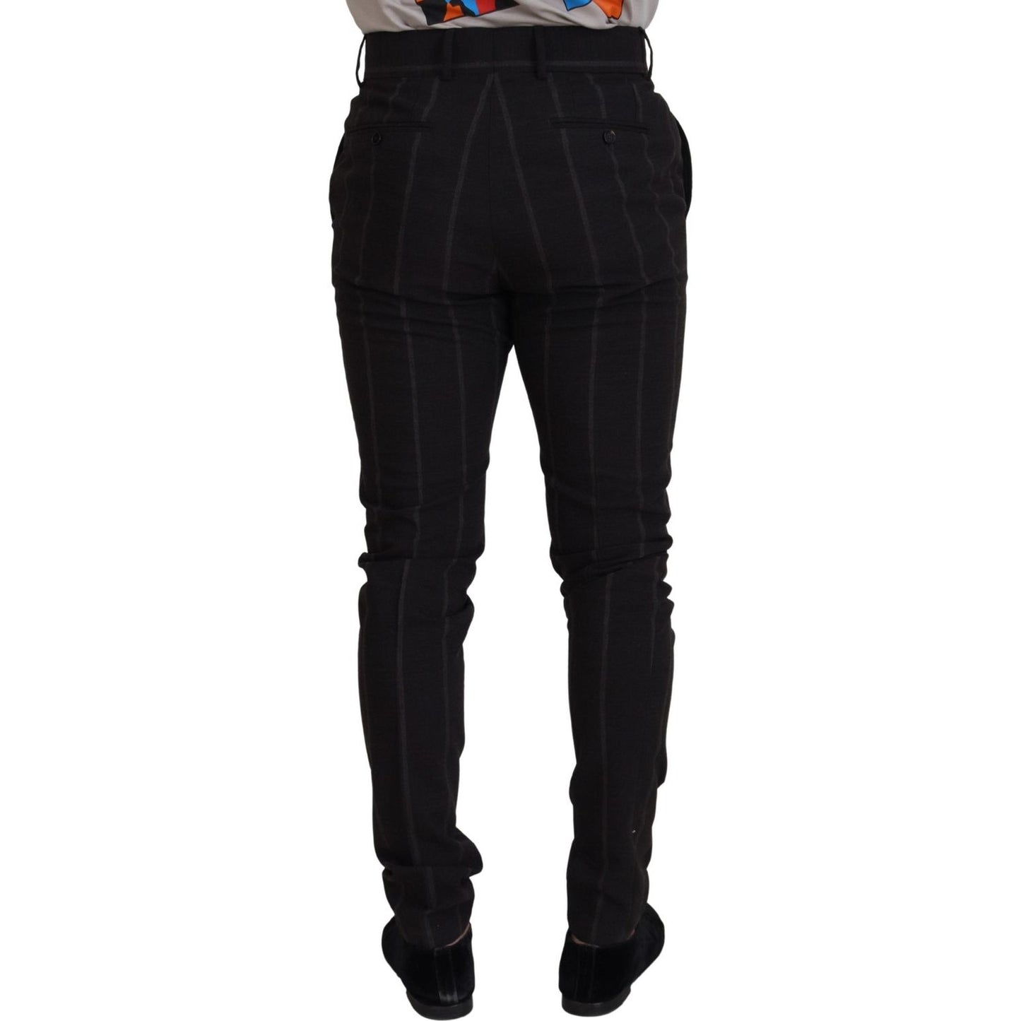 Dolce & Gabbana Elegant Black Striped Chino Pants Dolce & Gabbana Black