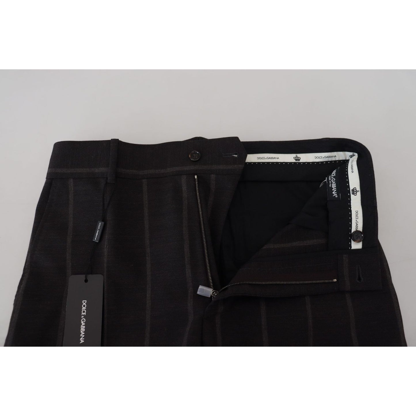 Dolce & Gabbana Elegant Black Striped Chino Pants Dolce & Gabbana Black
