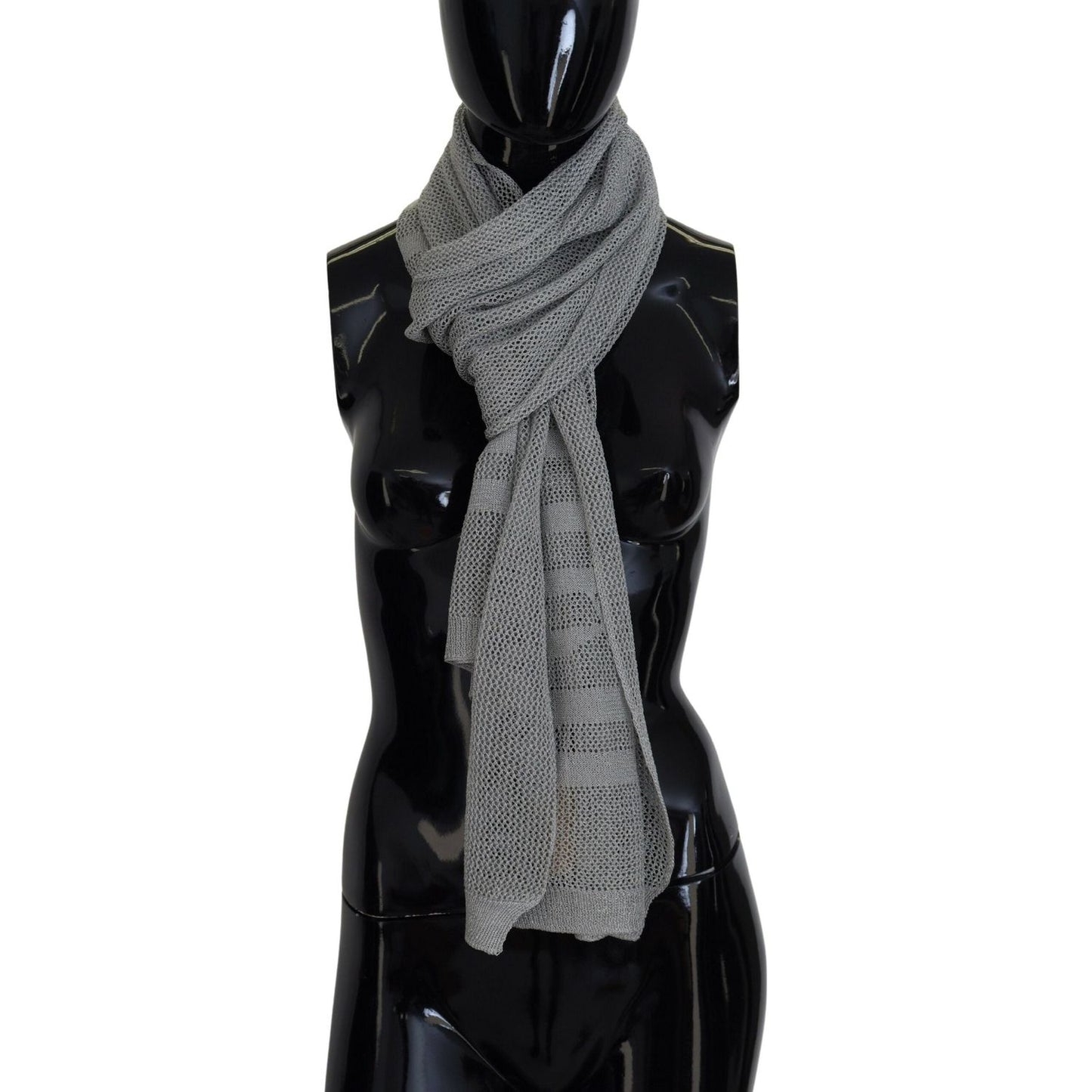 John Galliano Elegant Gray Knitted Designer Scarf John Galliano Black
