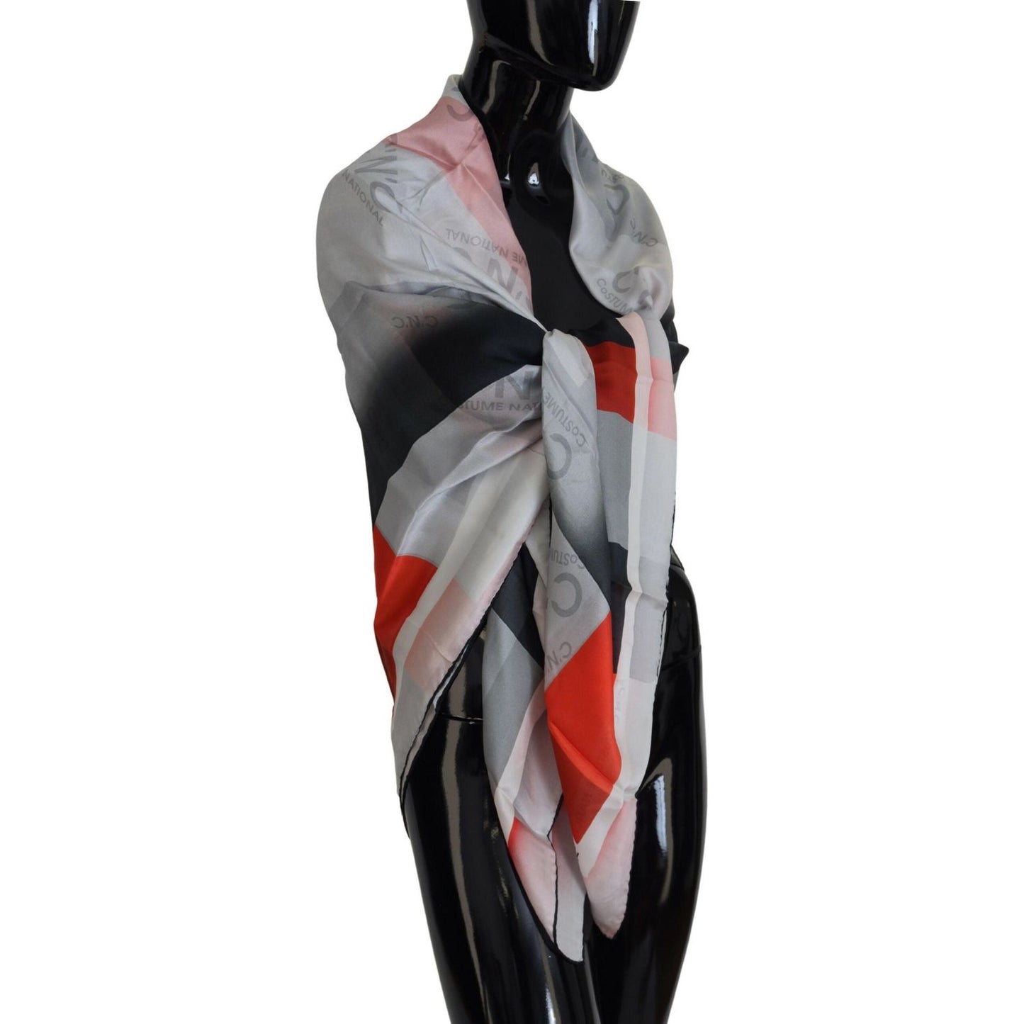 Costume National Elegant Checkered Silk Scarf Costume National Dark Slate Gray