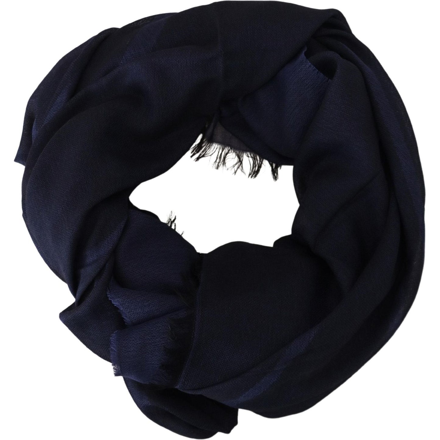 GF Ferre Elegant Fringed Wool Blend Scarf GF Ferre Black