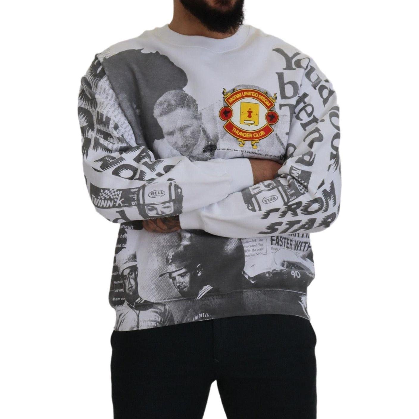 MSGM Elegant White Crewneck Cotton Sweater MSGM Dark Slate Gray