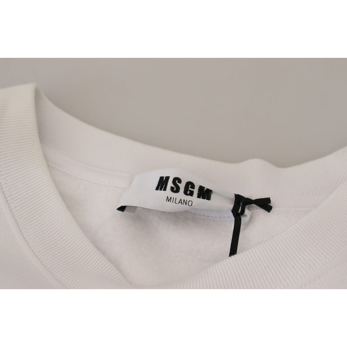MSGM Elegant White Crewneck Cotton Sweater MSGM Gray