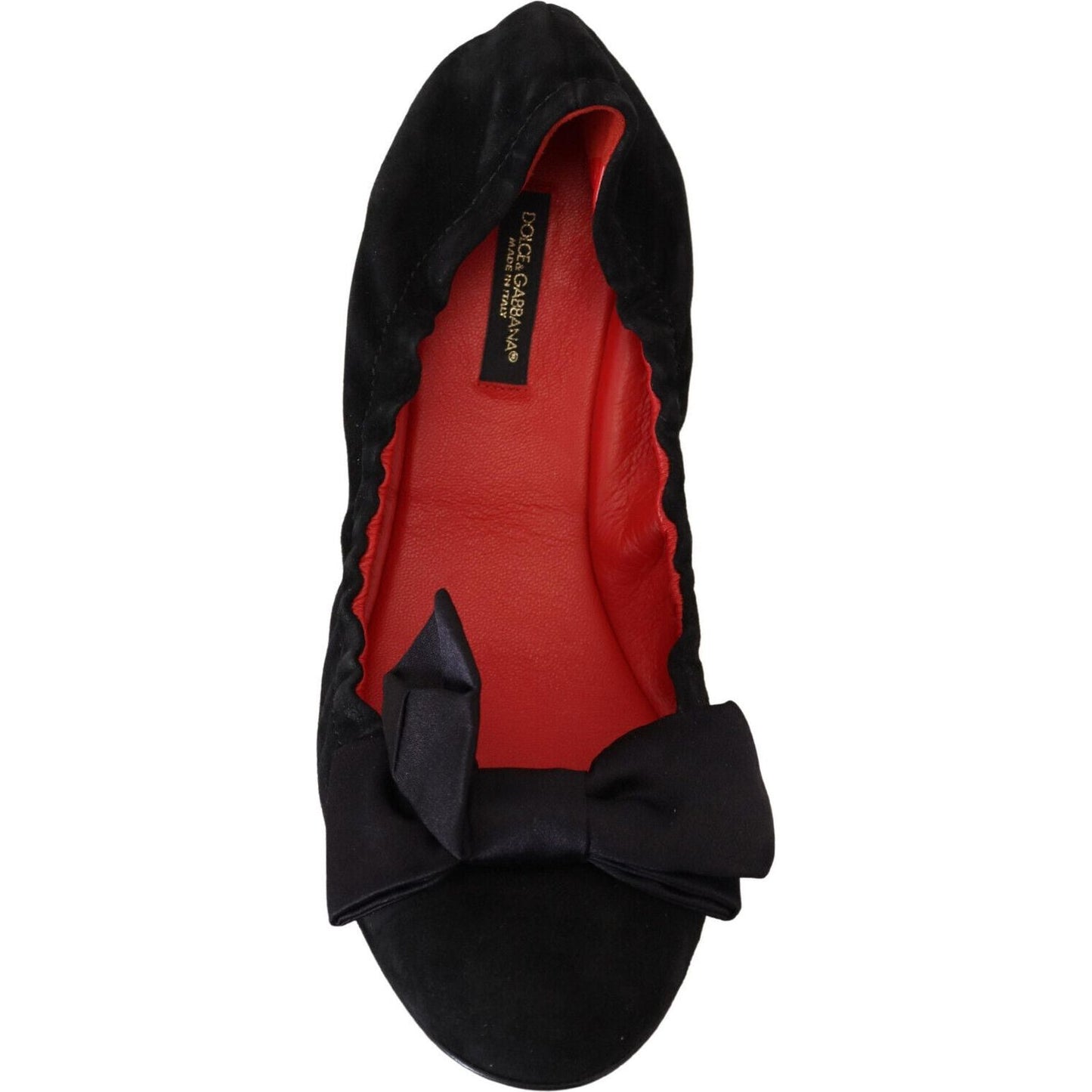 Dolce & Gabbana Elegant Black Suede Ballet Flats Dolce & Gabbana Brown