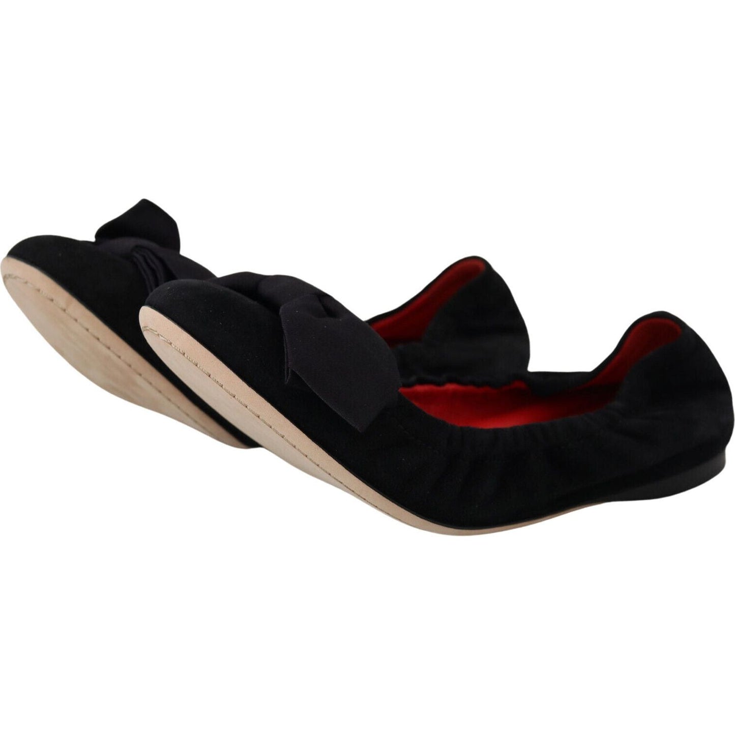 Dolce & Gabbana Elegant Black Suede Ballet Flats Dolce & Gabbana Rosy Brown