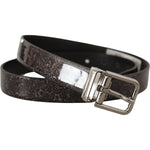 Dolce & Gabbana Black Goccia Glitter Patent Leather Buckle Vernice Belt BEL8461-90