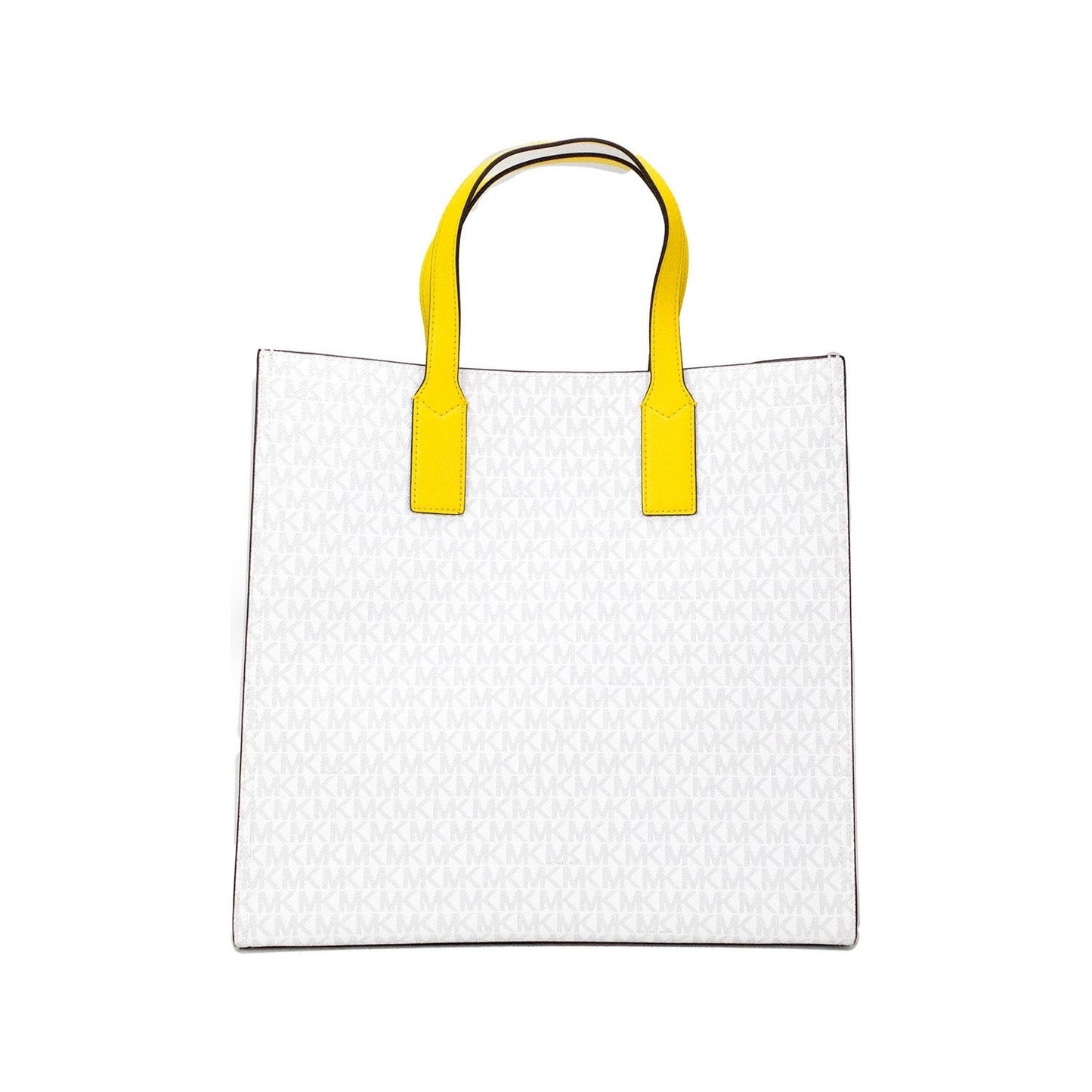 Michael Kors Kenly Large Signature Citrus PVC North South Tote Computer Handbag Michael Kors White Smoke