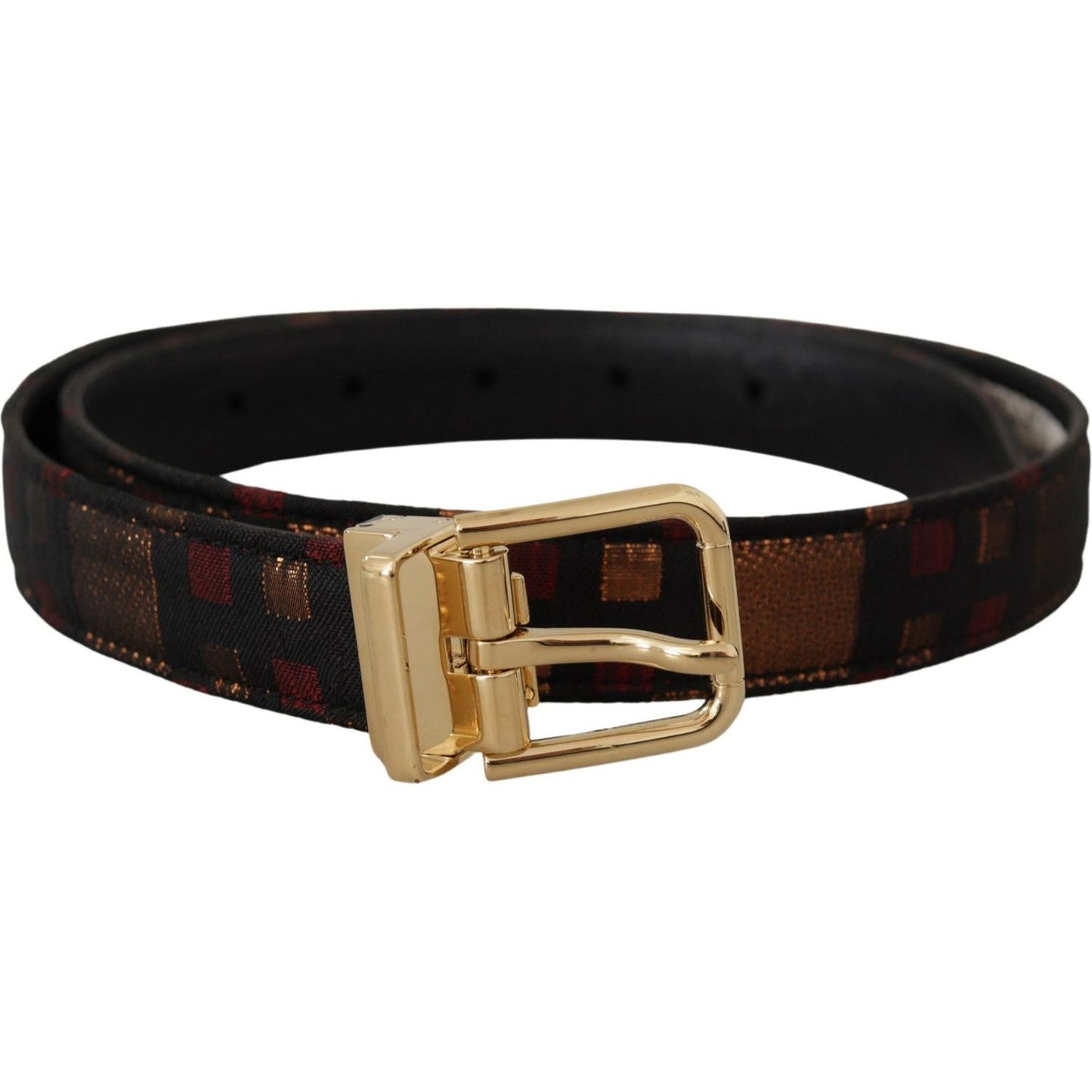 Dolce & Gabbana Multicolor Leather Belt with Gold Buckle Dolce & Gabbana Dark Khaki
