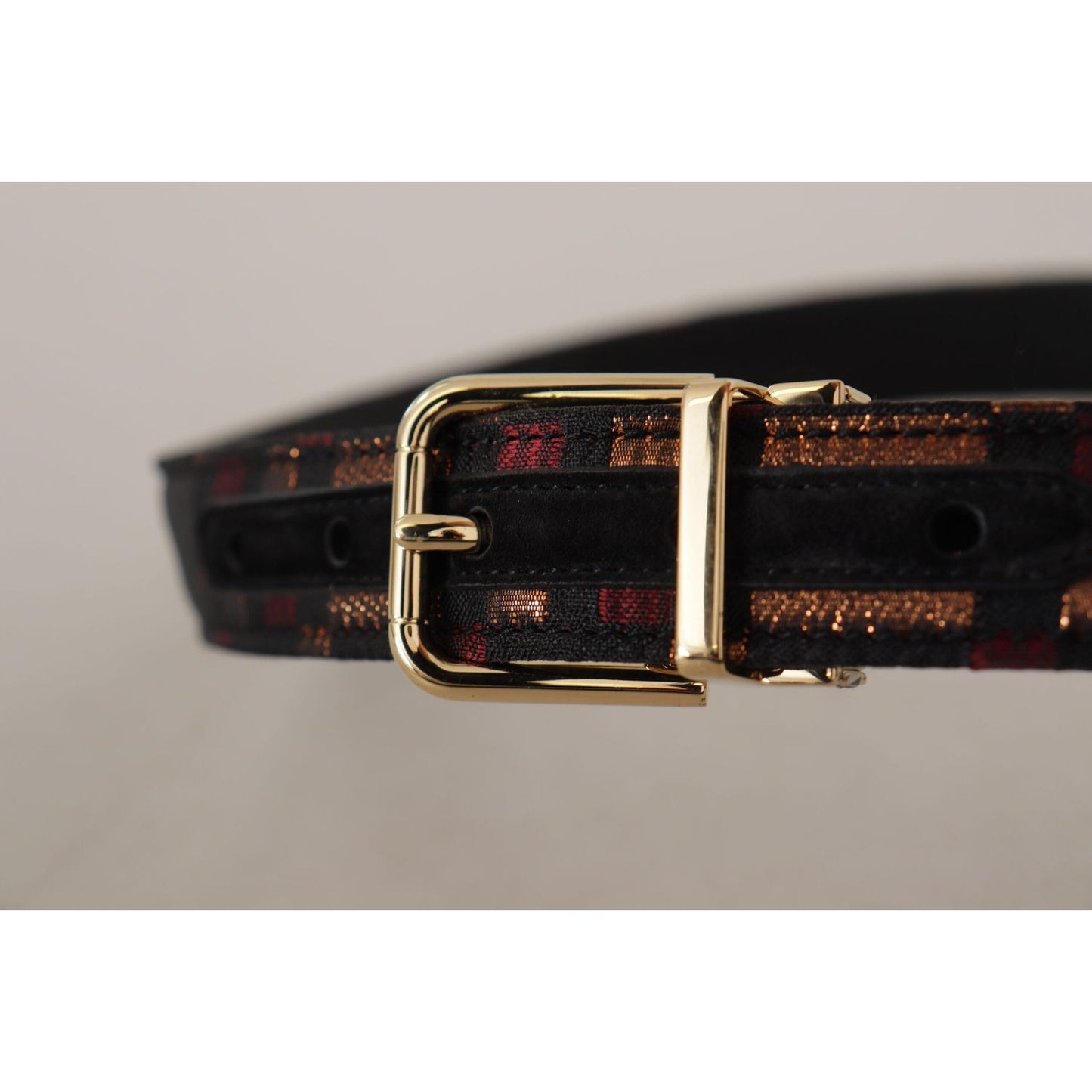 Dolce & Gabbana Multicolor Leather Belt with Gold Buckle Dolce & Gabbana Dark Gray