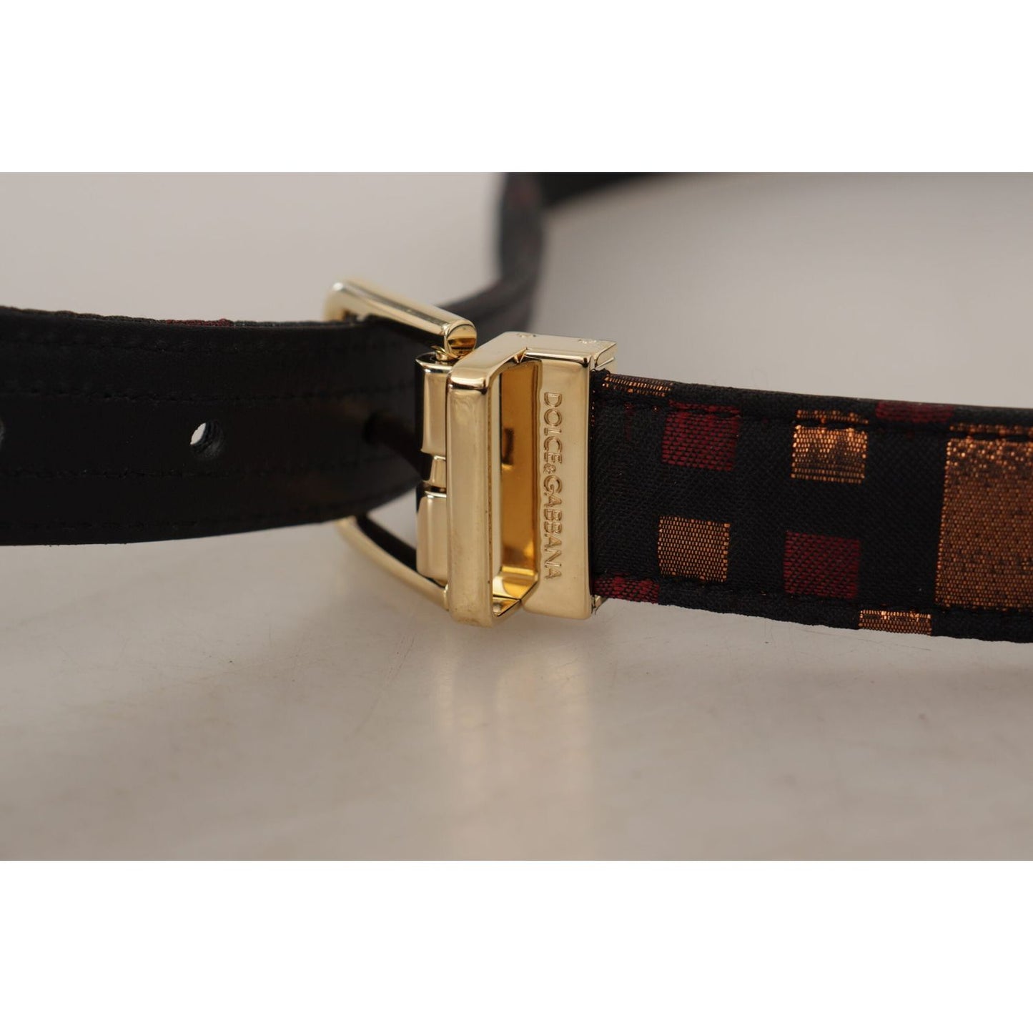 Dolce & Gabbana Multicolor Leather Belt with Gold Buckle Dolce & Gabbana Rosy Brown