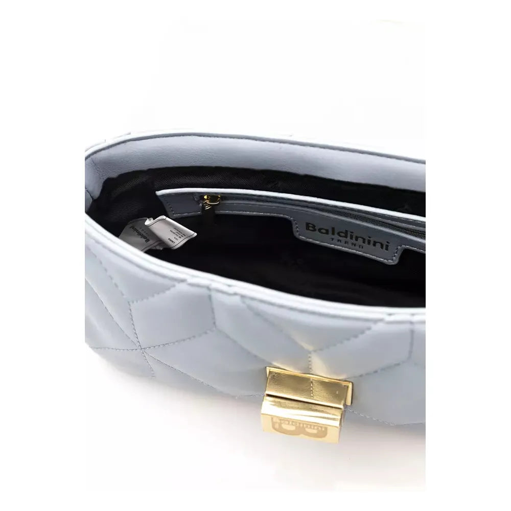 Baldinini Trend Elegant Light Blue Shoulder Bag with Golden Accents Baldinini Trend Gray