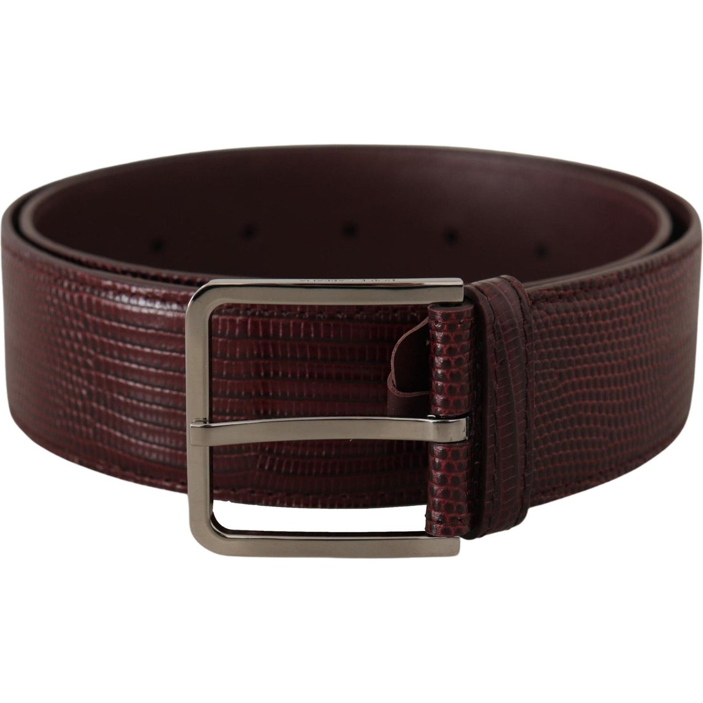 Dolce & Gabbana Elegant Maroon Leather Belt with Engraved Buckle Dolce & Gabbana Black