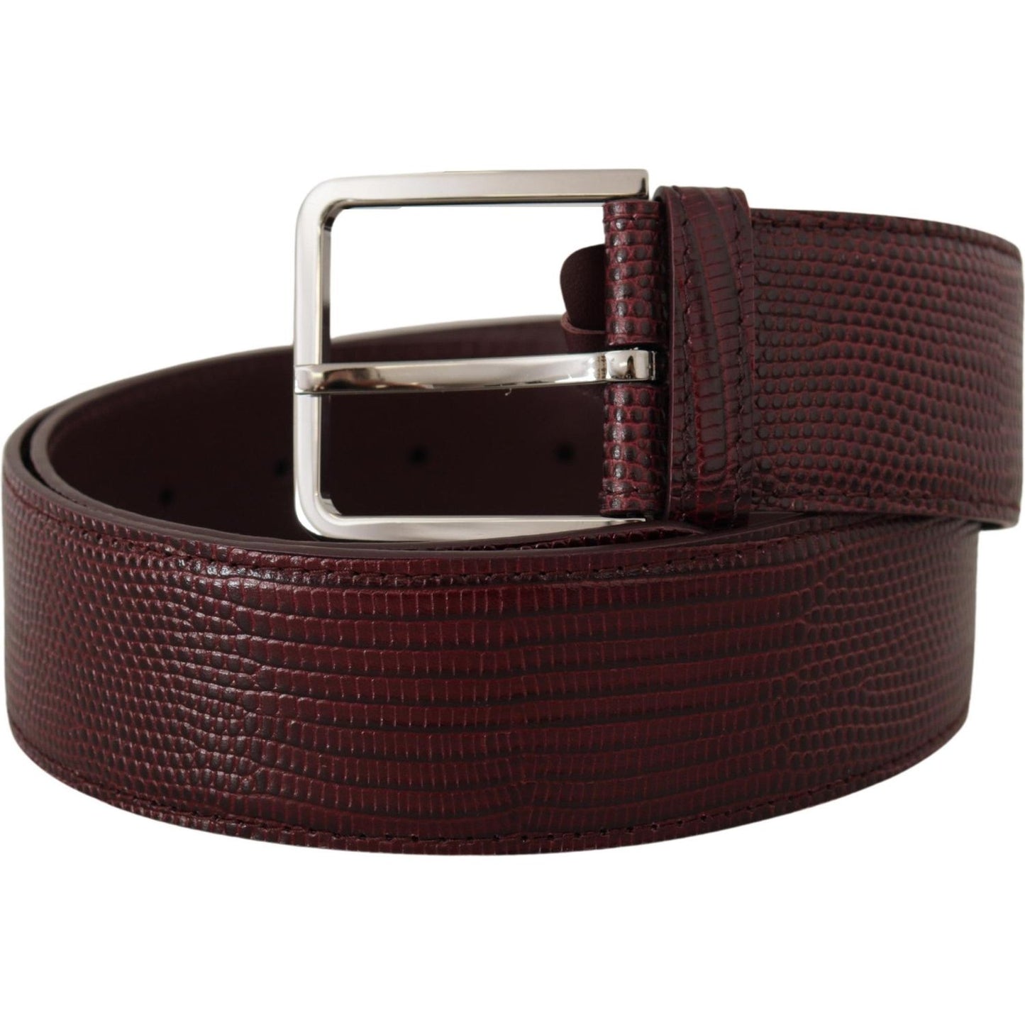 Dolce & Gabbana Elegant Maroon Leather Belt with Engraved Buckle Dolce & Gabbana Dark Slate Gray