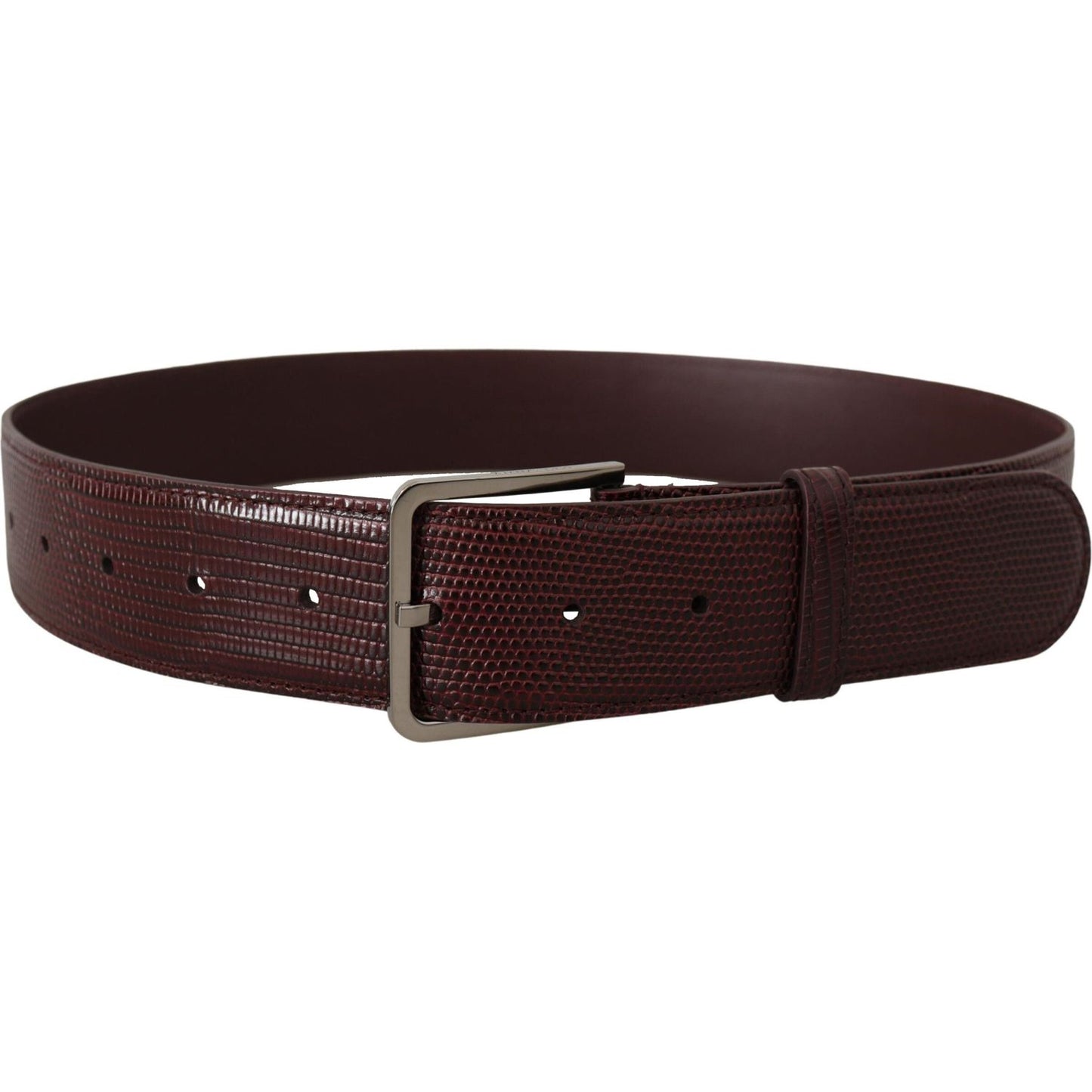 Dolce & Gabbana Elegant Maroon Leather Belt with Engraved Buckle Dolce & Gabbana Dark Slate Gray