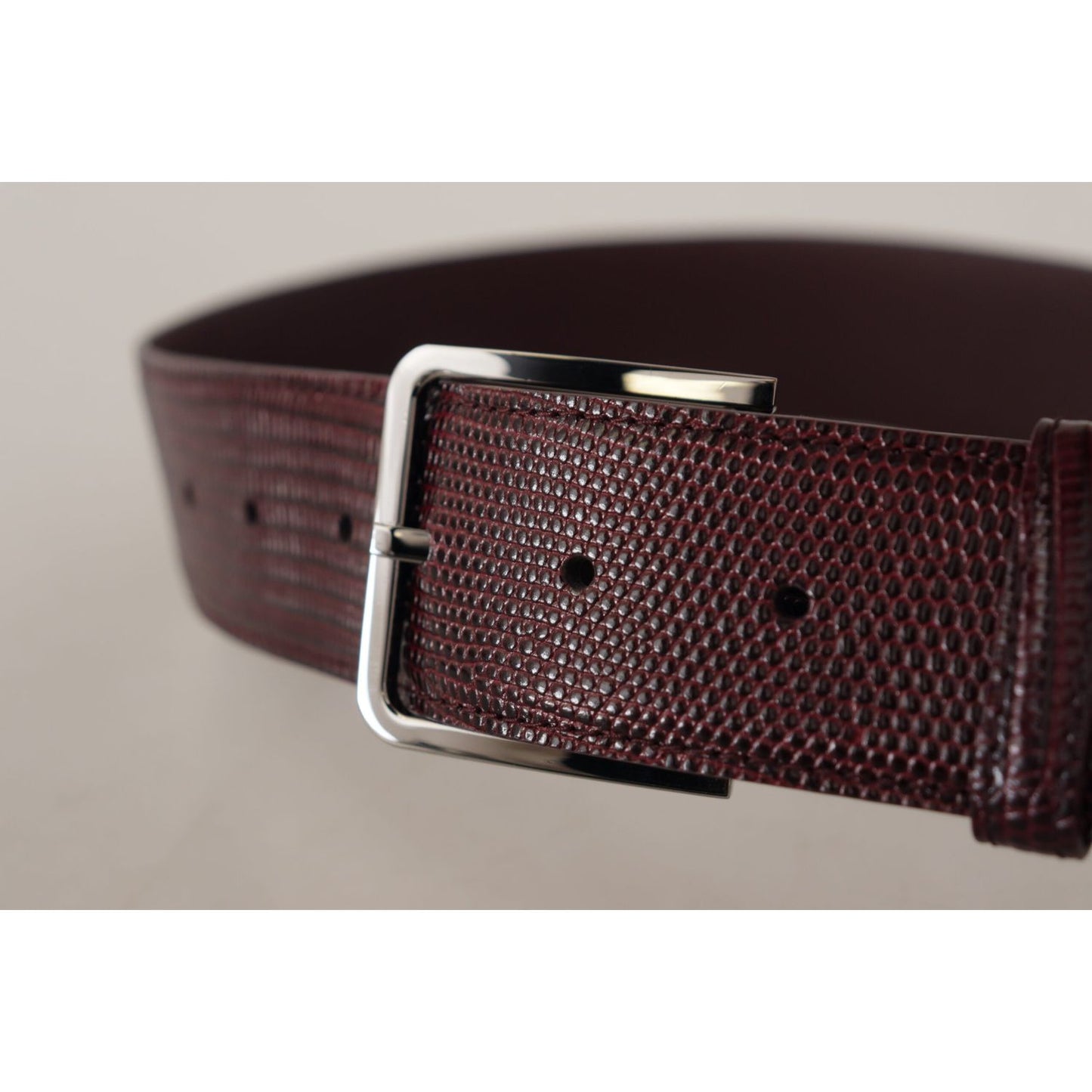 Dolce & Gabbana Elegant Maroon Leather Belt with Engraved Buckle Dolce & Gabbana Gray