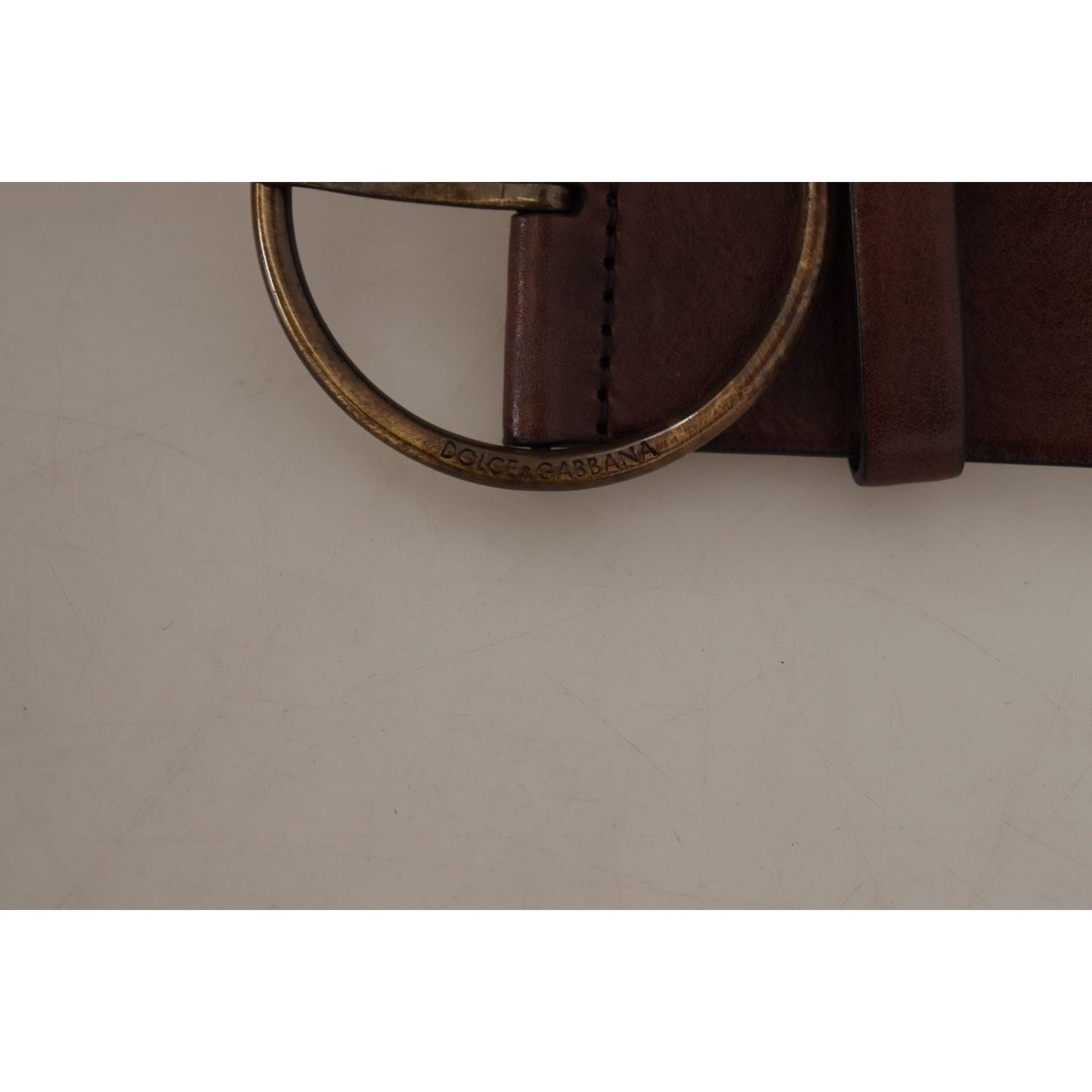 Dolce & Gabbana Elegant Leather Belt with Engraved Buckle Dolce & Gabbana Light Slate Gray