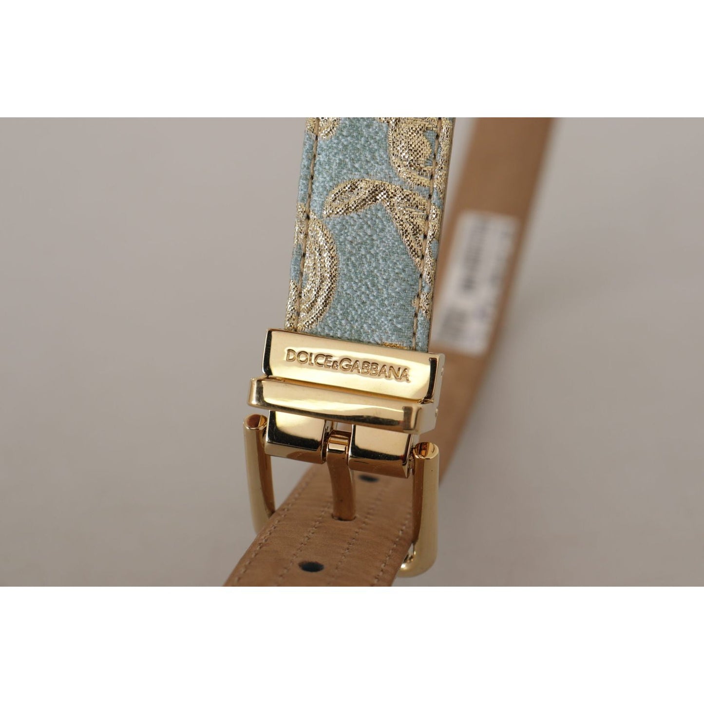 Dolce & Gabbana Elegant Light Blue Leather Belt with Gold Buckle Dolce & Gabbana Rosy Brown