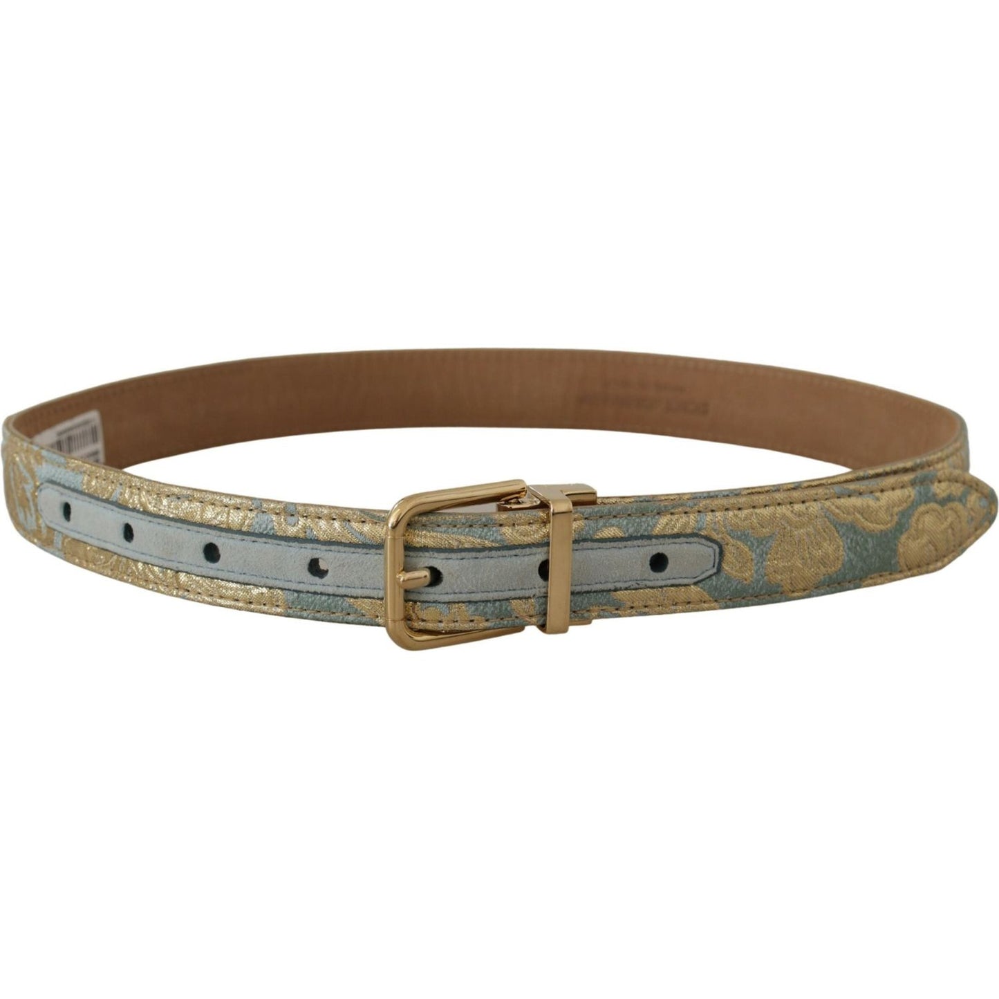Dolce & Gabbana Elegant Light Blue Leather Belt with Gold Buckle Dolce & Gabbana Dim Gray