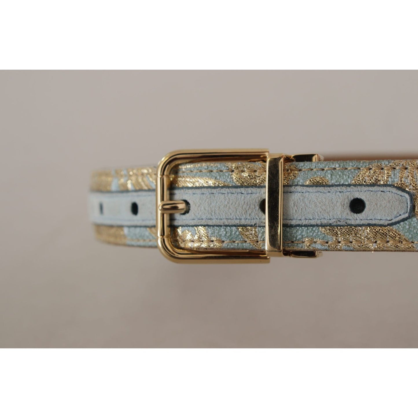 Dolce & Gabbana Elegant Light Blue Leather Belt with Gold Buckle Dolce & Gabbana Rosy Brown