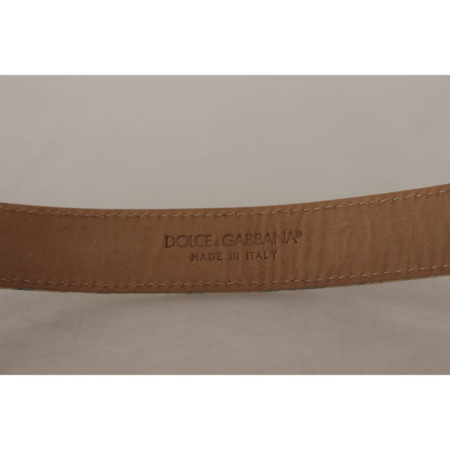 Dolce & Gabbana Elegant Light Blue Leather Belt with Gold Buckle Dolce & Gabbana Rosy Brown