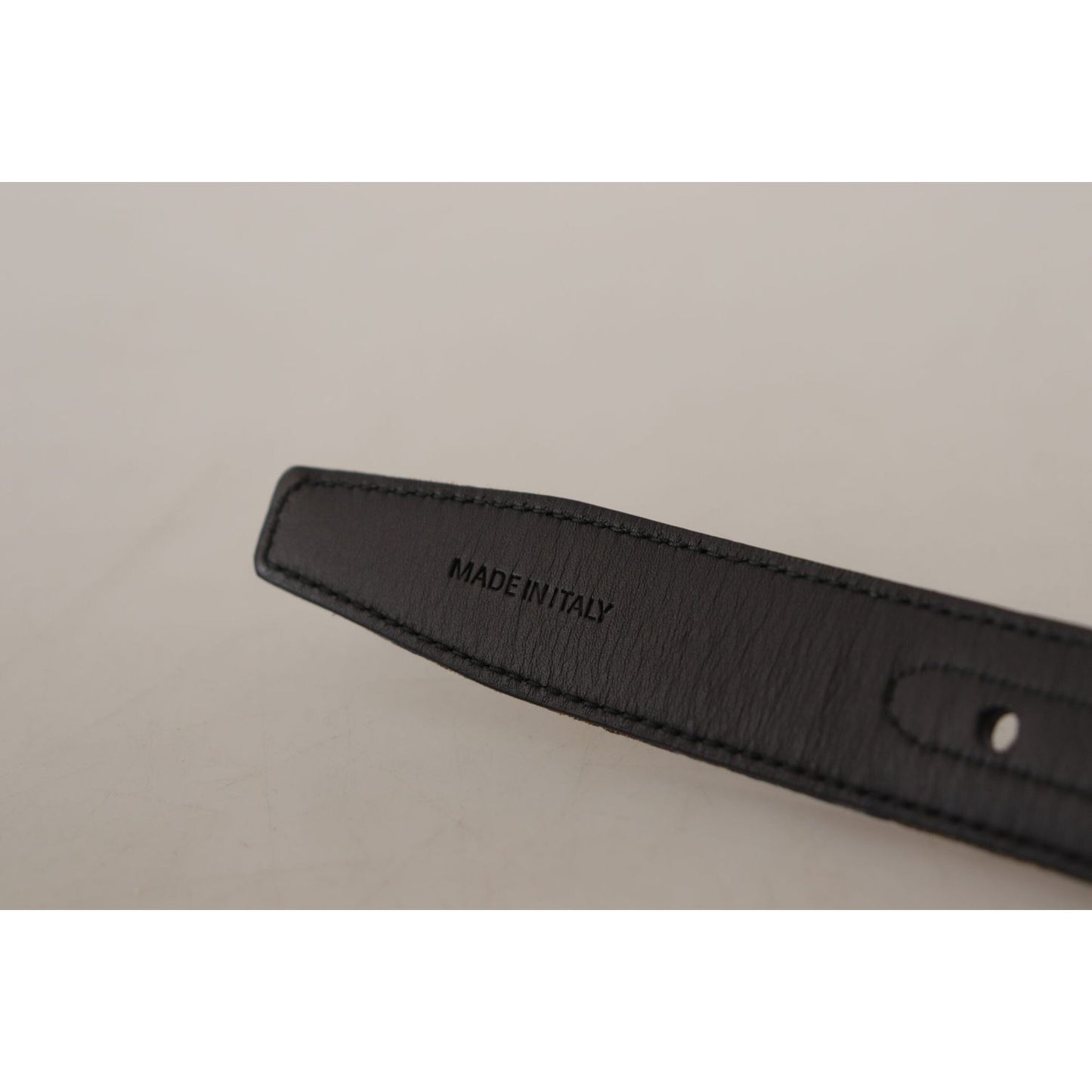 Dolce & Gabbana Elegant Navy Blue Leather Belt Dolce & Gabbana Dark Gray