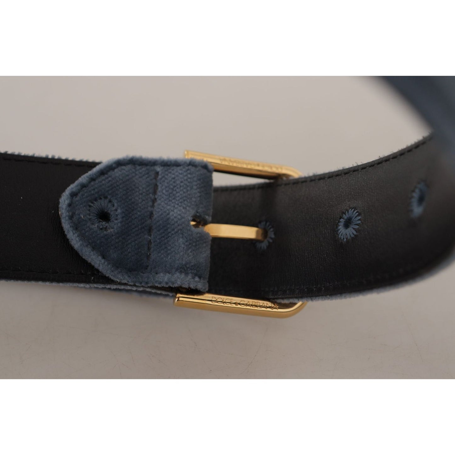 Dolce & Gabbana Elegant Navy Velvet Designer Belt Dolce & Gabbana Dark Gray